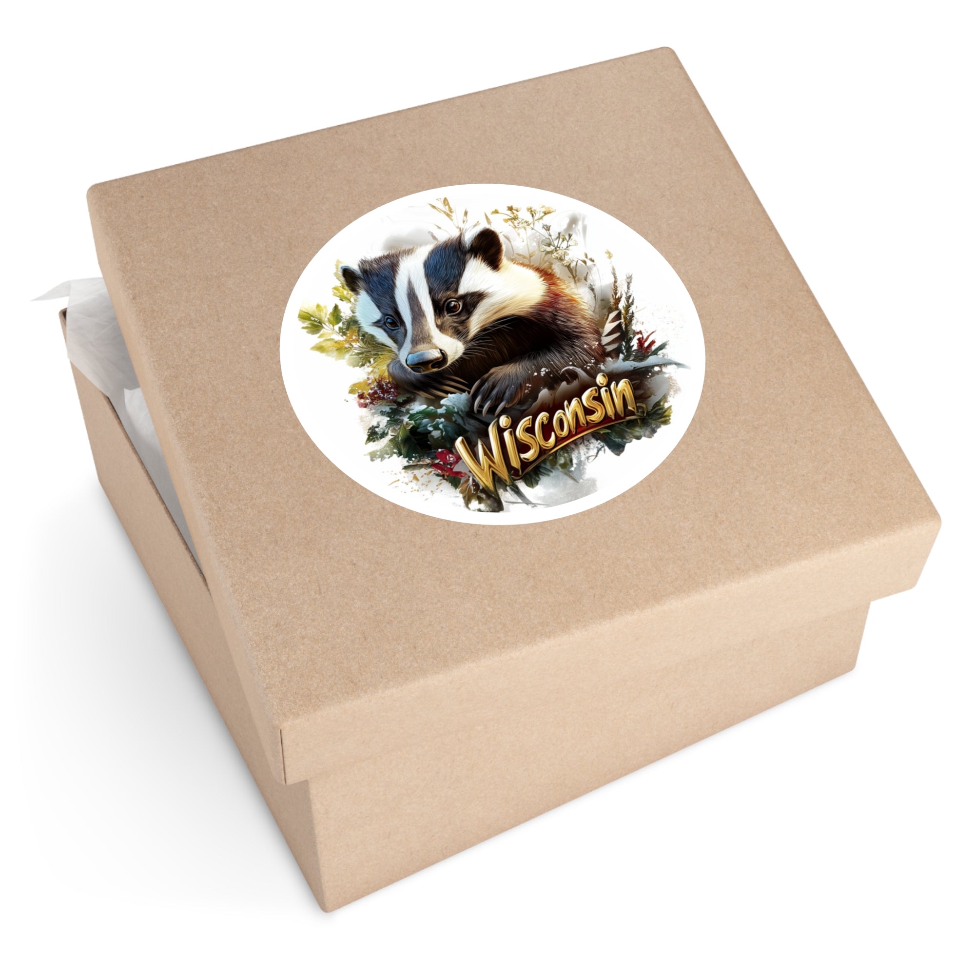 Wisconsin Badger, Nature Art Sticker, Laptop or Water Bottle, State Pride