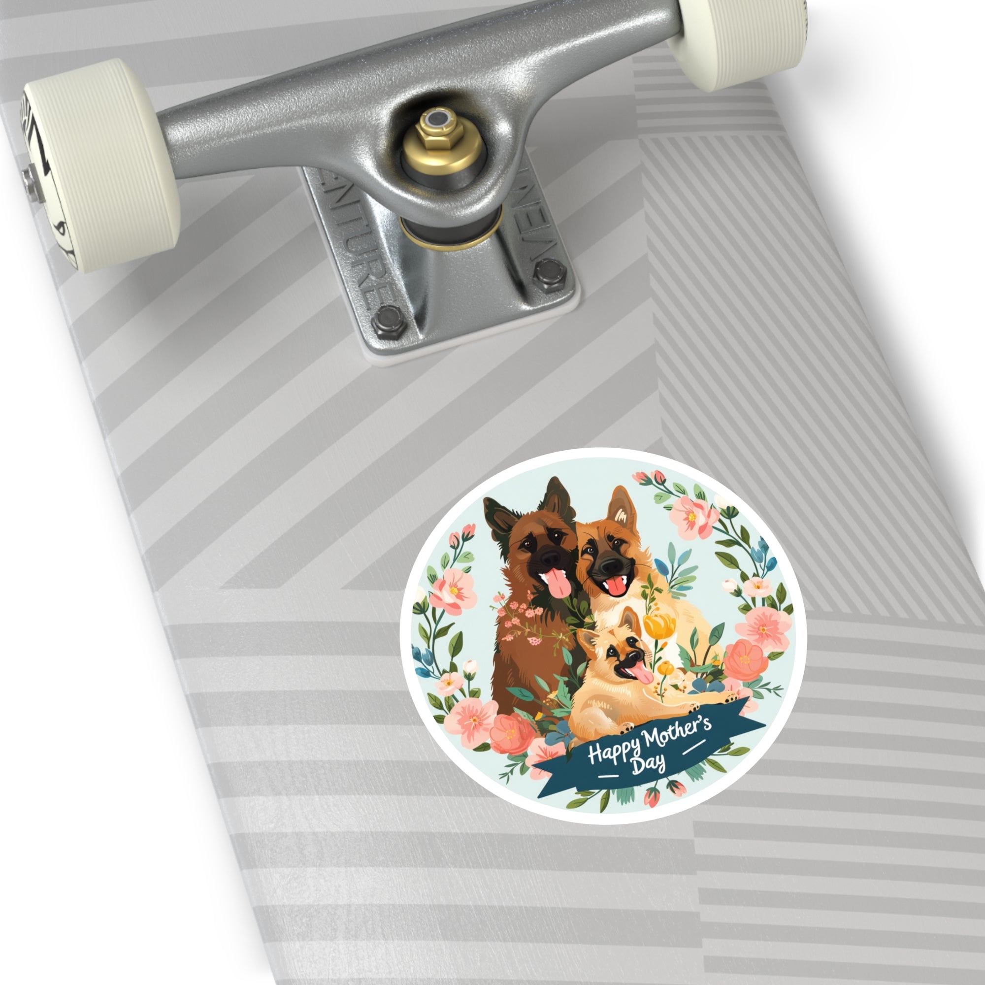 Happy Mother’s Day Sticker, Dog Family Art, Floral Circle Design, Cute Gift