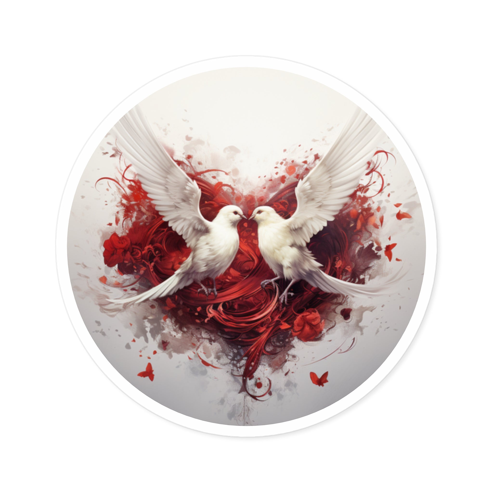 Love Doves Sticker, Romantic Heart Design, Valentine Gift, Symbol of Peace