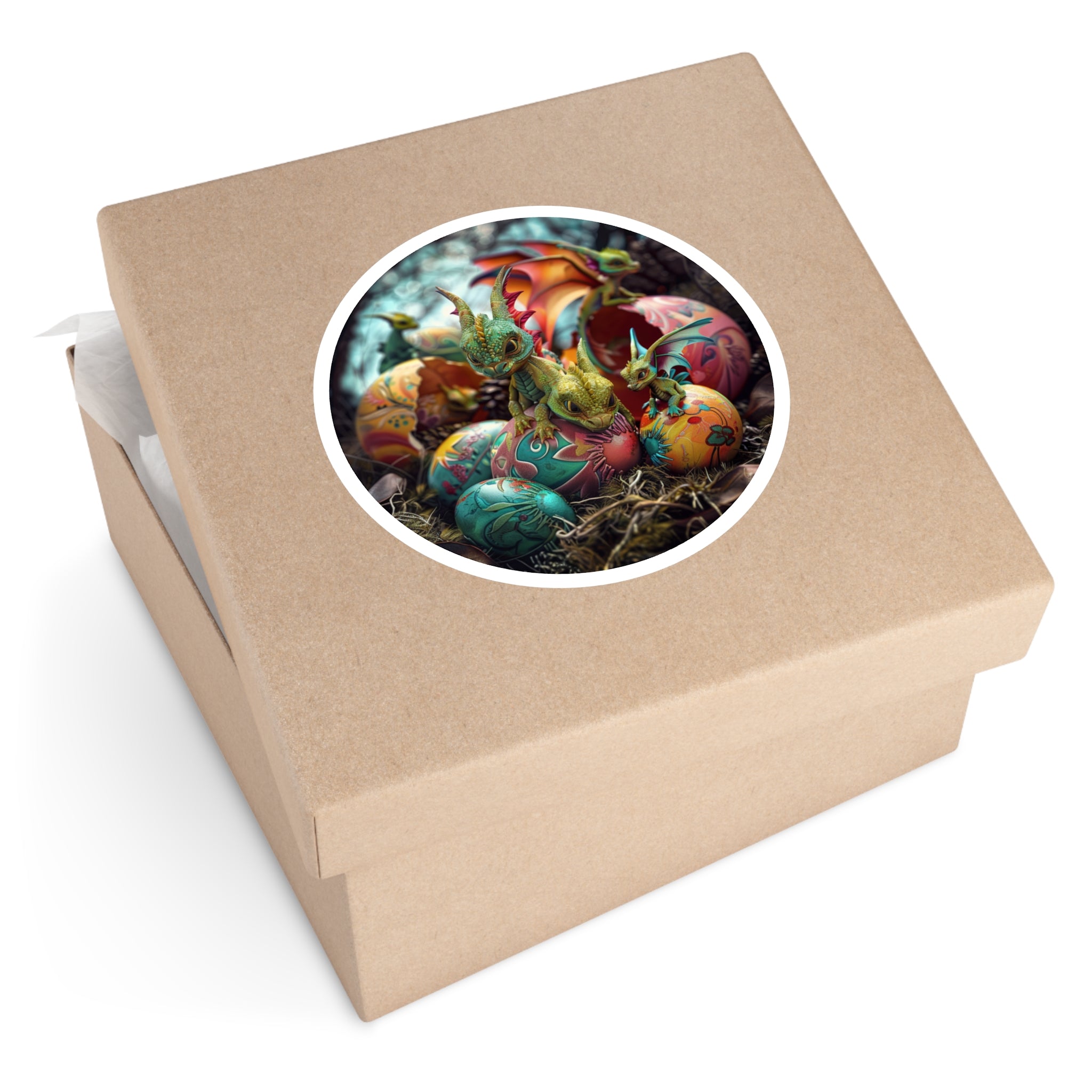 Baby Dragons, Fantasy Nest Sticker, Mythical Art, Whimsical Creature Design