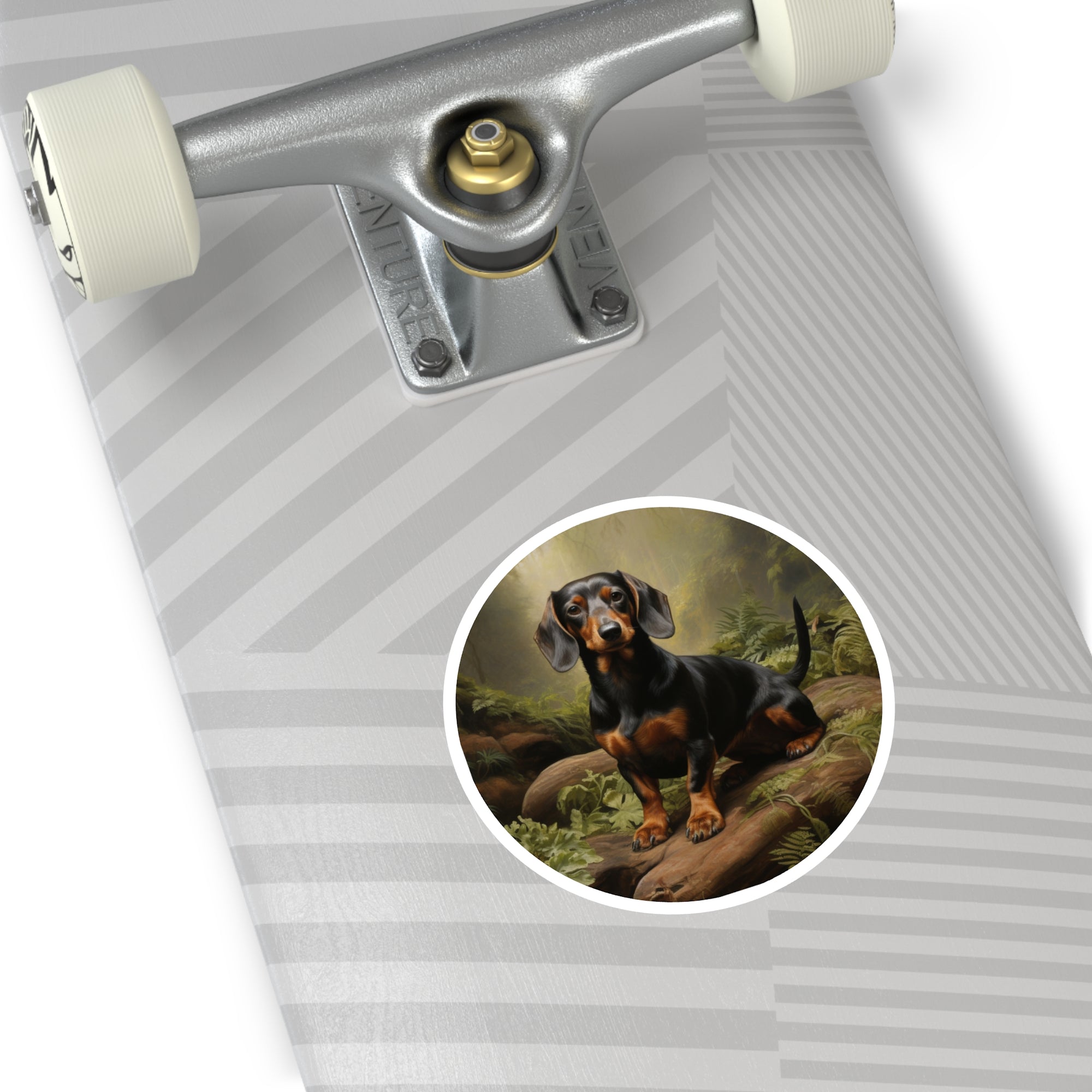 Dachshund Forest Sticker, Realistic Dog Art, Nature Scene, Peaceful Pet Aesthetic