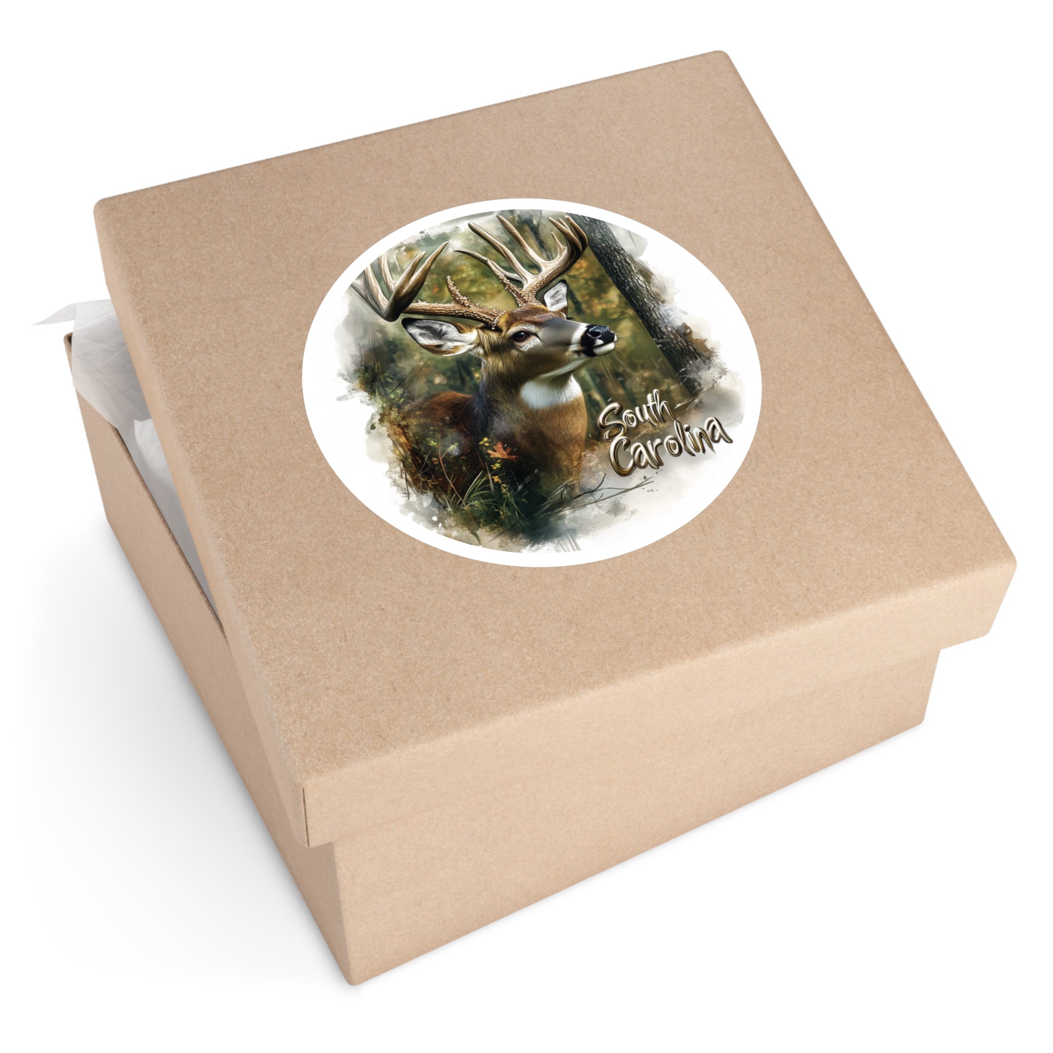 South Carolina Deer Sticker, State Wildlife Design, Woodland Nature Art, Rustic Outdoors