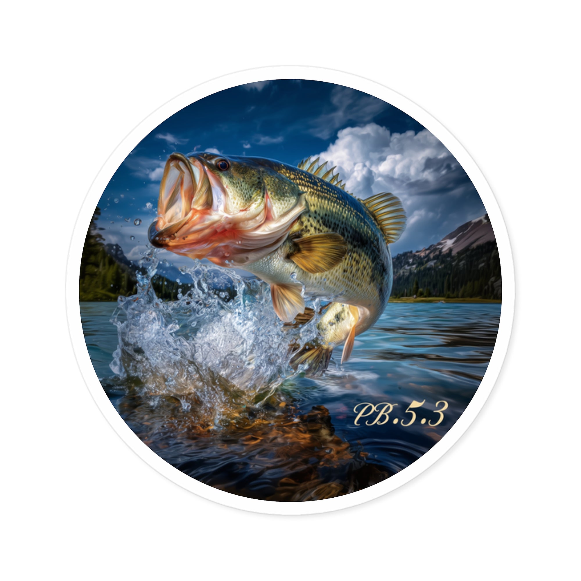 Fishing PB 5.3 Sticker, Largemouth Bass Art, Outdoor Angler Design, Catch Gift