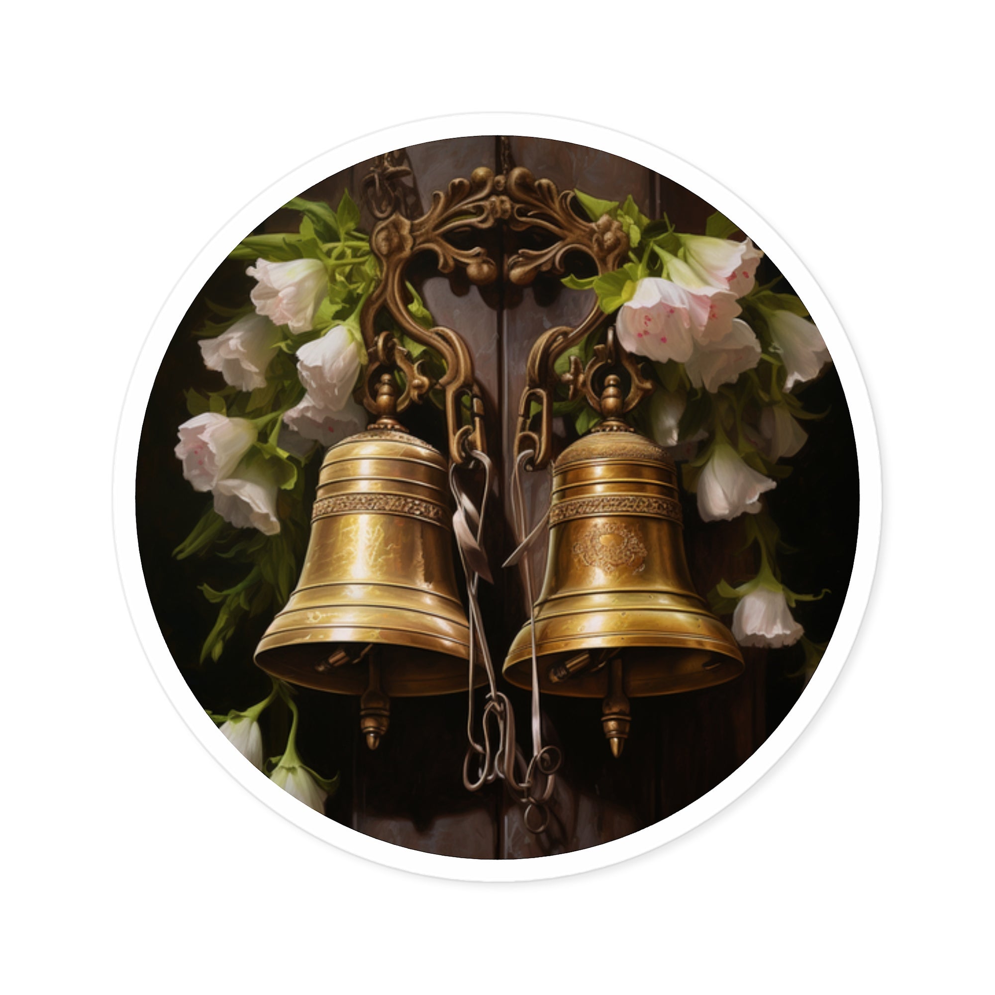 Golden Bells, Floral Wedding Sticker, Laptop or Scrapbook, Marriage Celebration