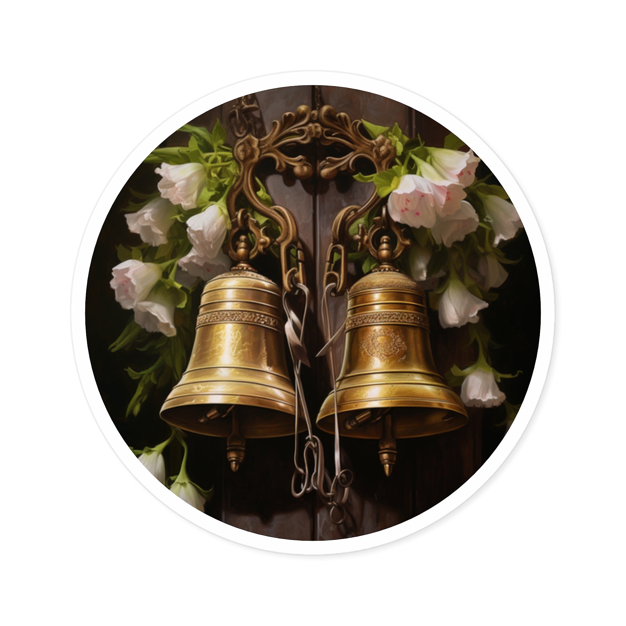 Golden Bells, Floral Wedding Sticker, Laptop or Scrapbook, Marriage Celebration