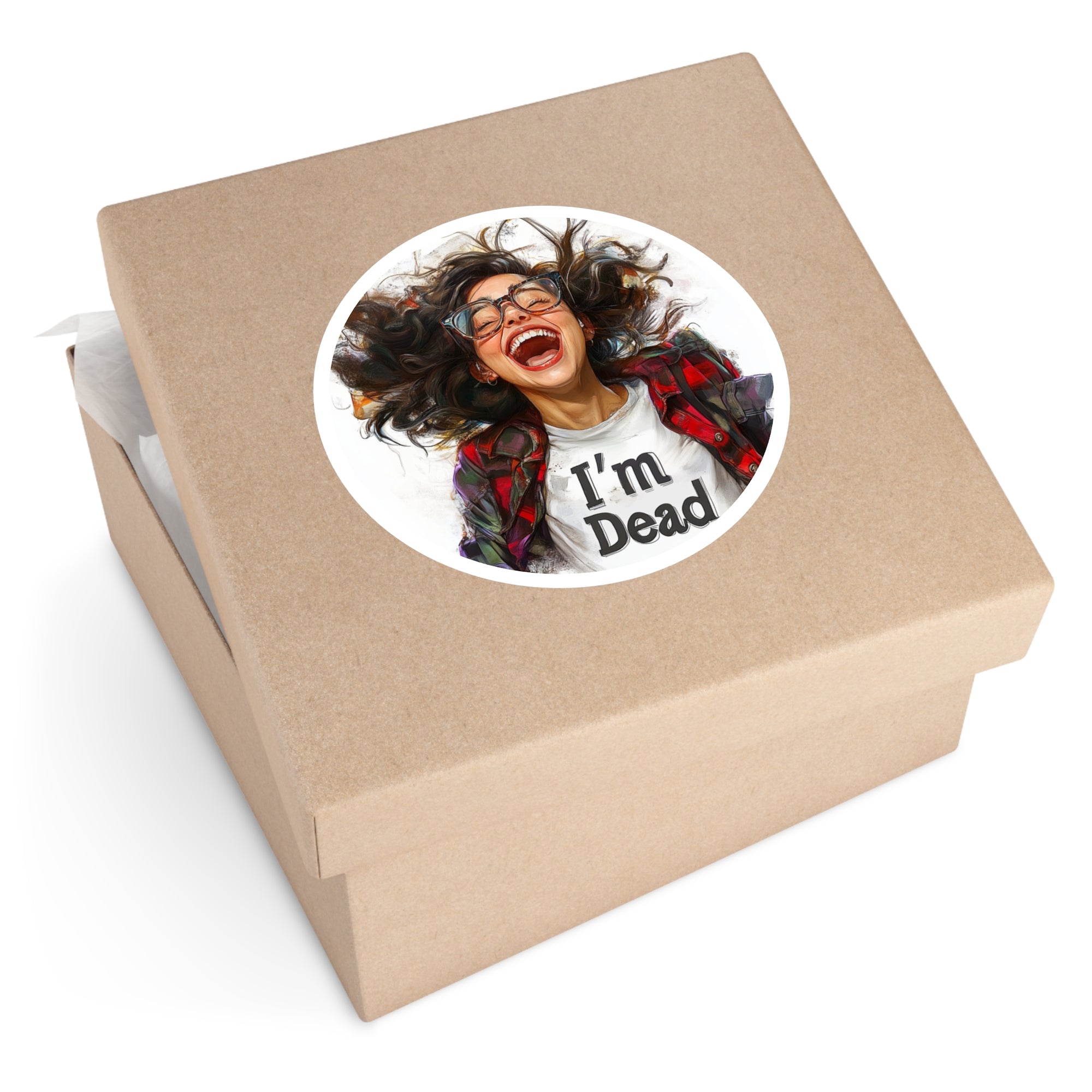 I’m Dead Sticker, Laughing Person Art, Fun Reaction Design, Meme Gift