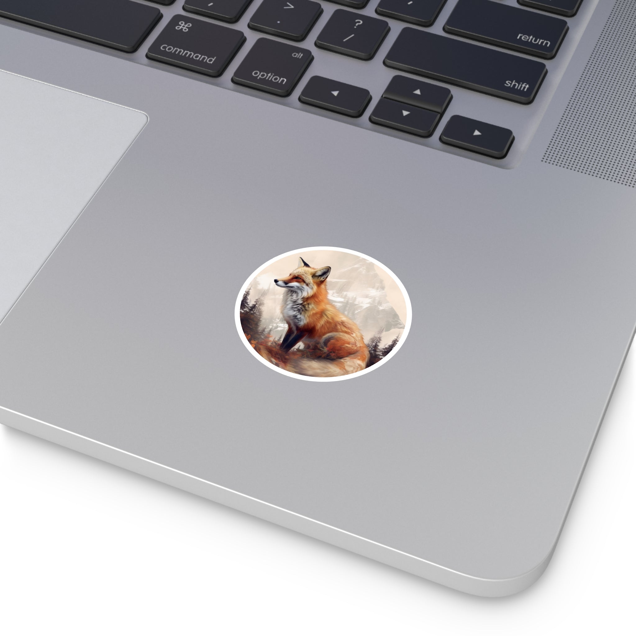 Mountain Fox, Nature Art Sticker, Tranquil Wildlife Design, Scenic Vibe