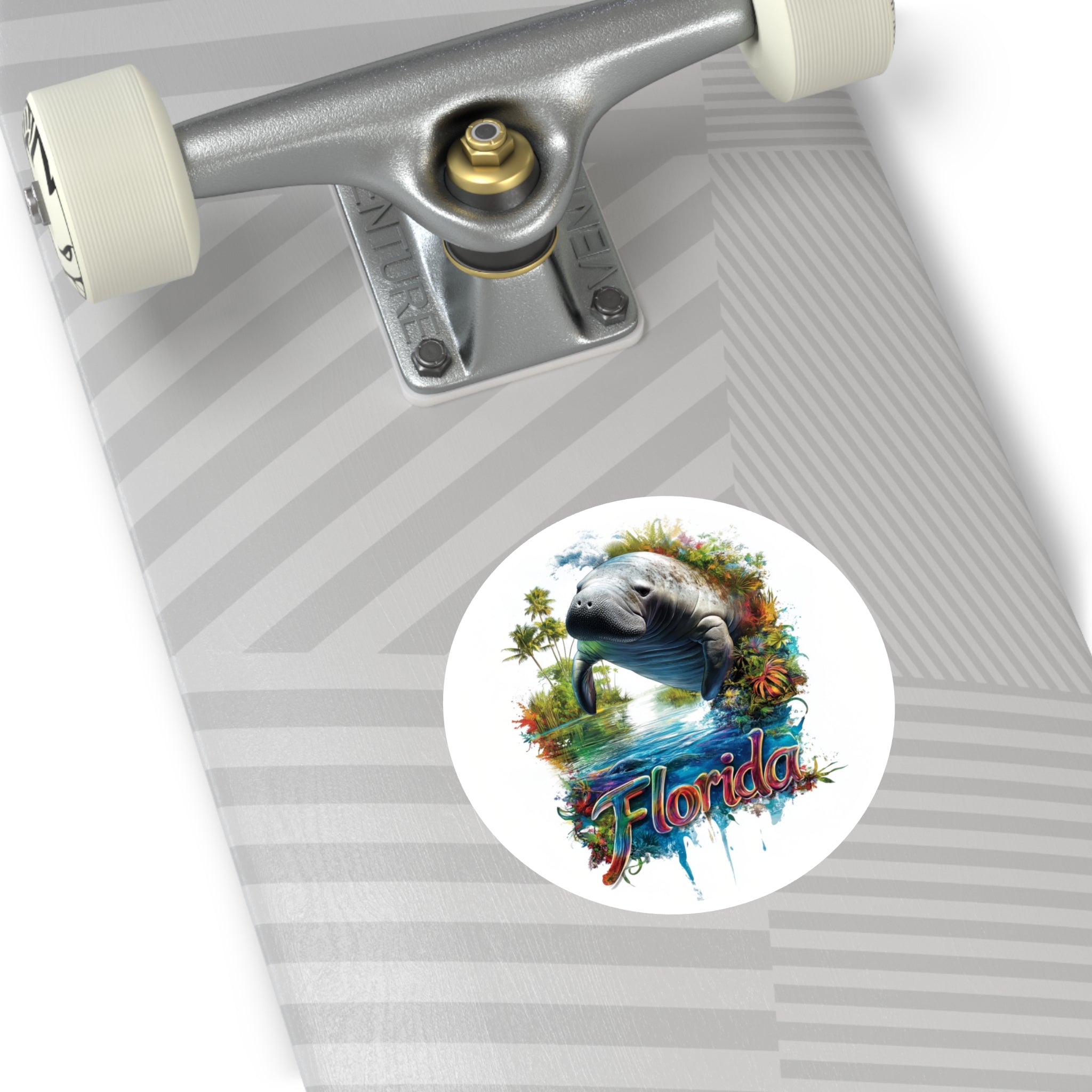Florida Manatee Sticker, State Animal Art, Ocean Design, Tropical Scene
