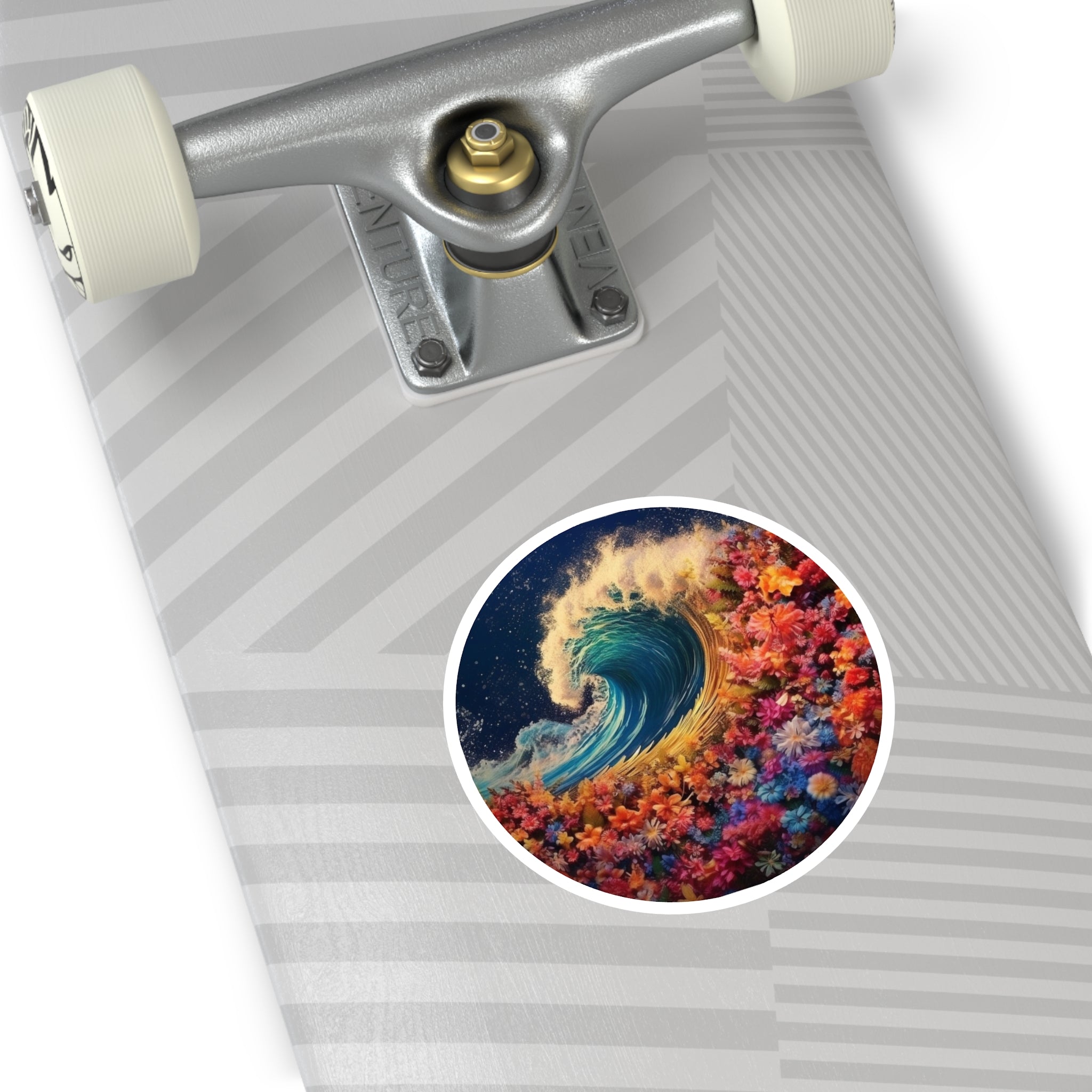 Floral Ocean Wave Sticker, Trippy Surf Design, Colorful Sea Art, Nature Fusion