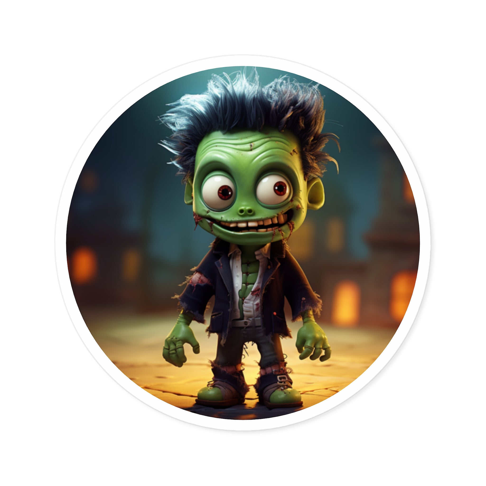 Happy Zombie Sticker, Cartoon Halloween Design, Funny Spooky Art