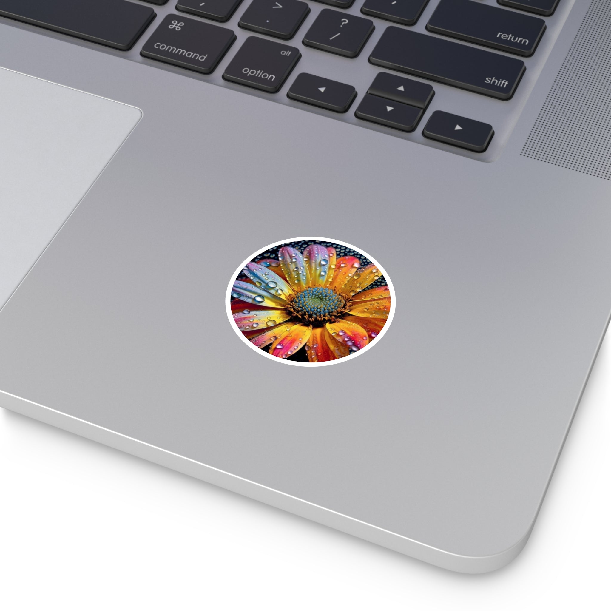 Rainbow Daisy, Macro Sticker, Laptop Decal, Gift for Flower Lovers
