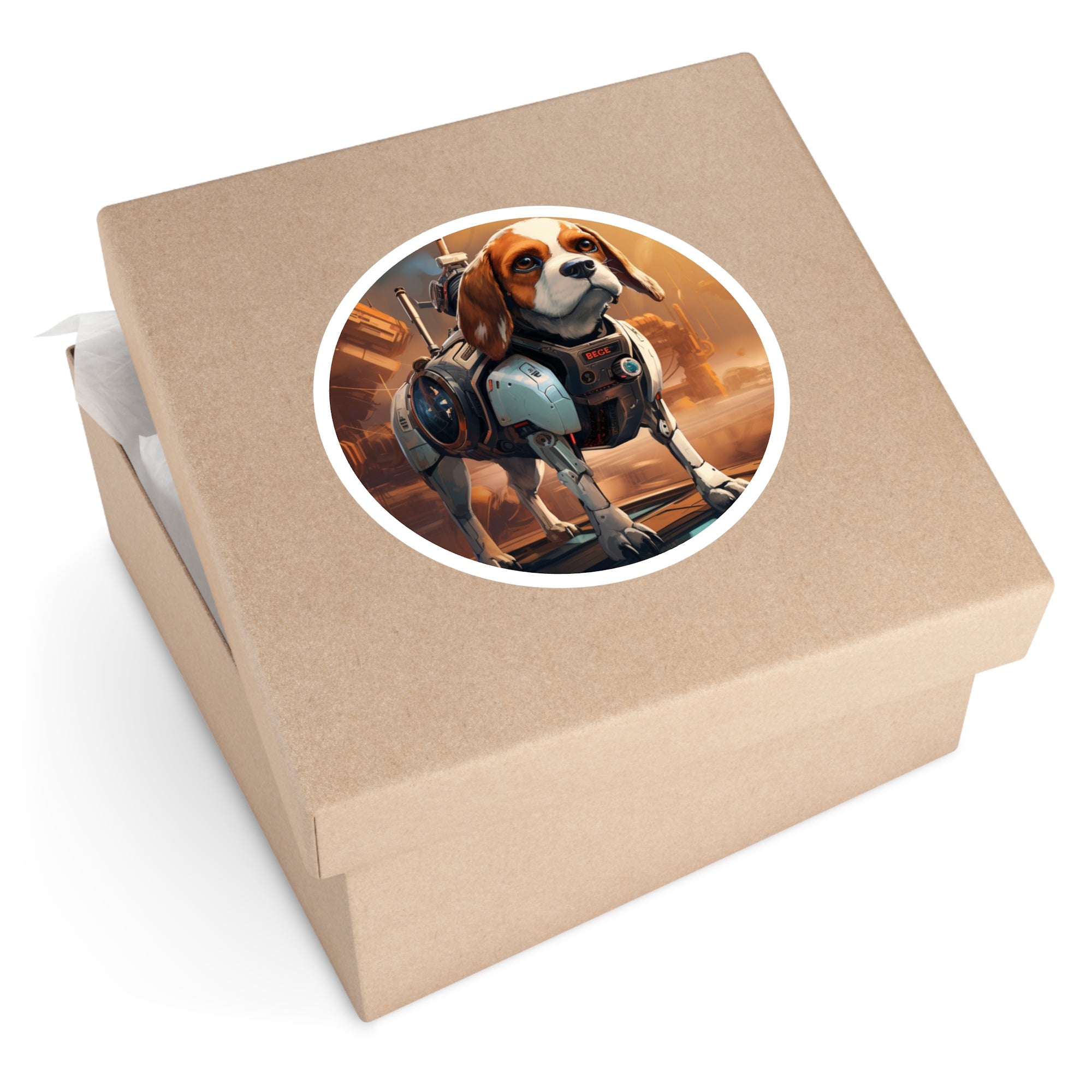 Cyber Beagle, Futuristic Dog Sticker, Sci-Fi Pet Art, Space Design
