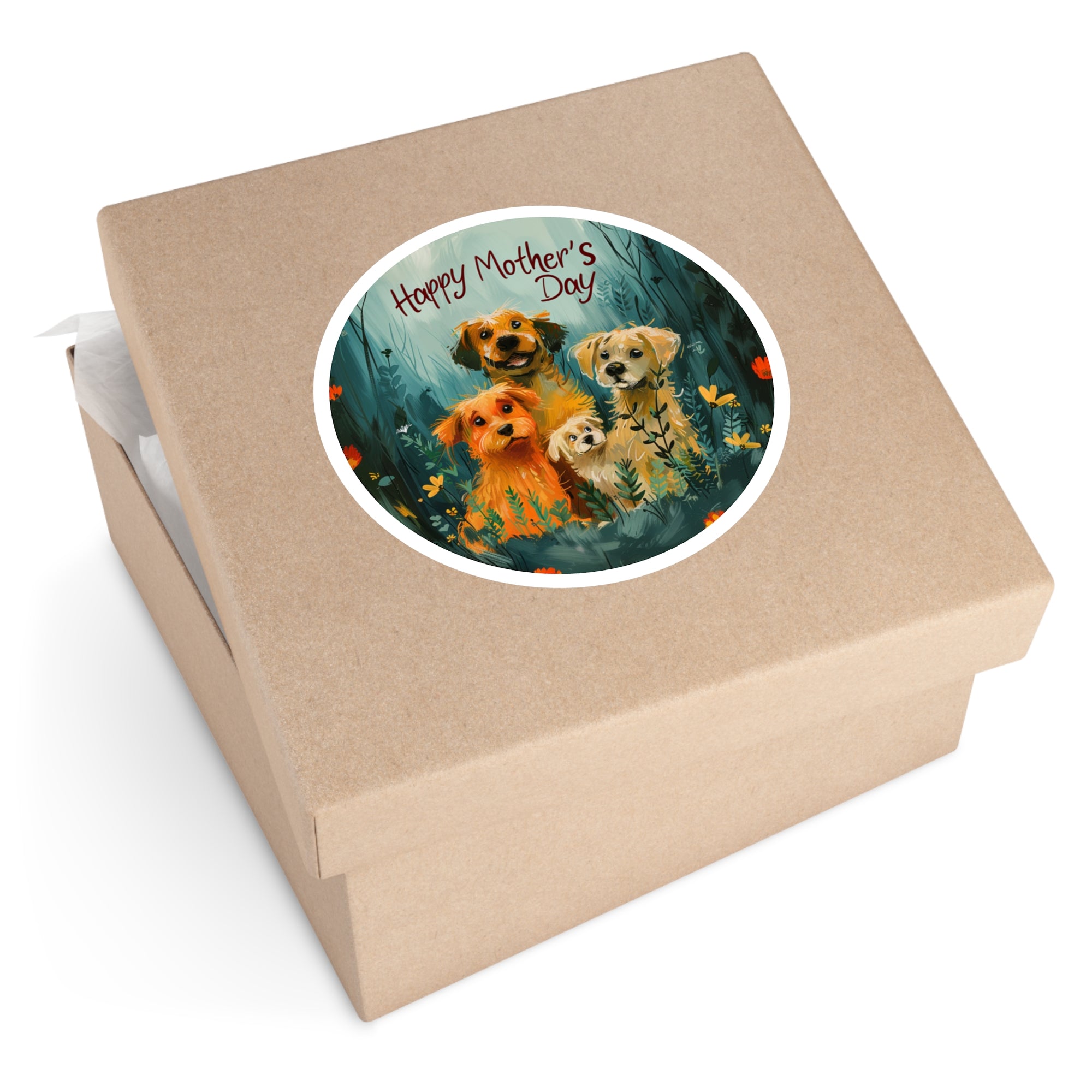 Happy Mother’s Day Sticker, Dog Family Art, Nature Design, Pet Lover Gift