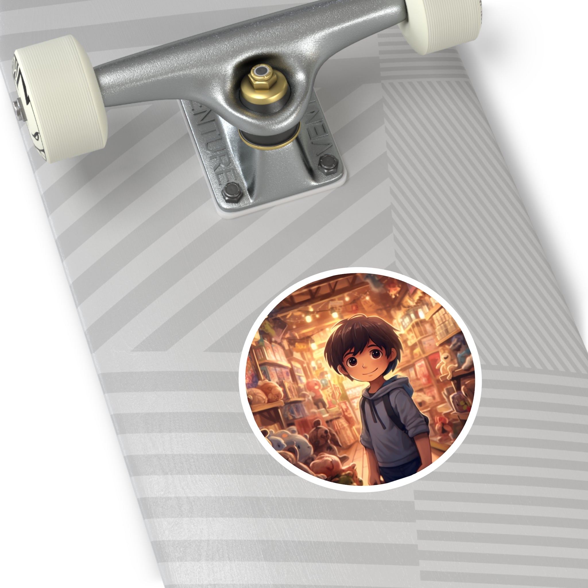 Kid in Toy Store, Fun Art Sticker, Playful Decor, Creative Gift