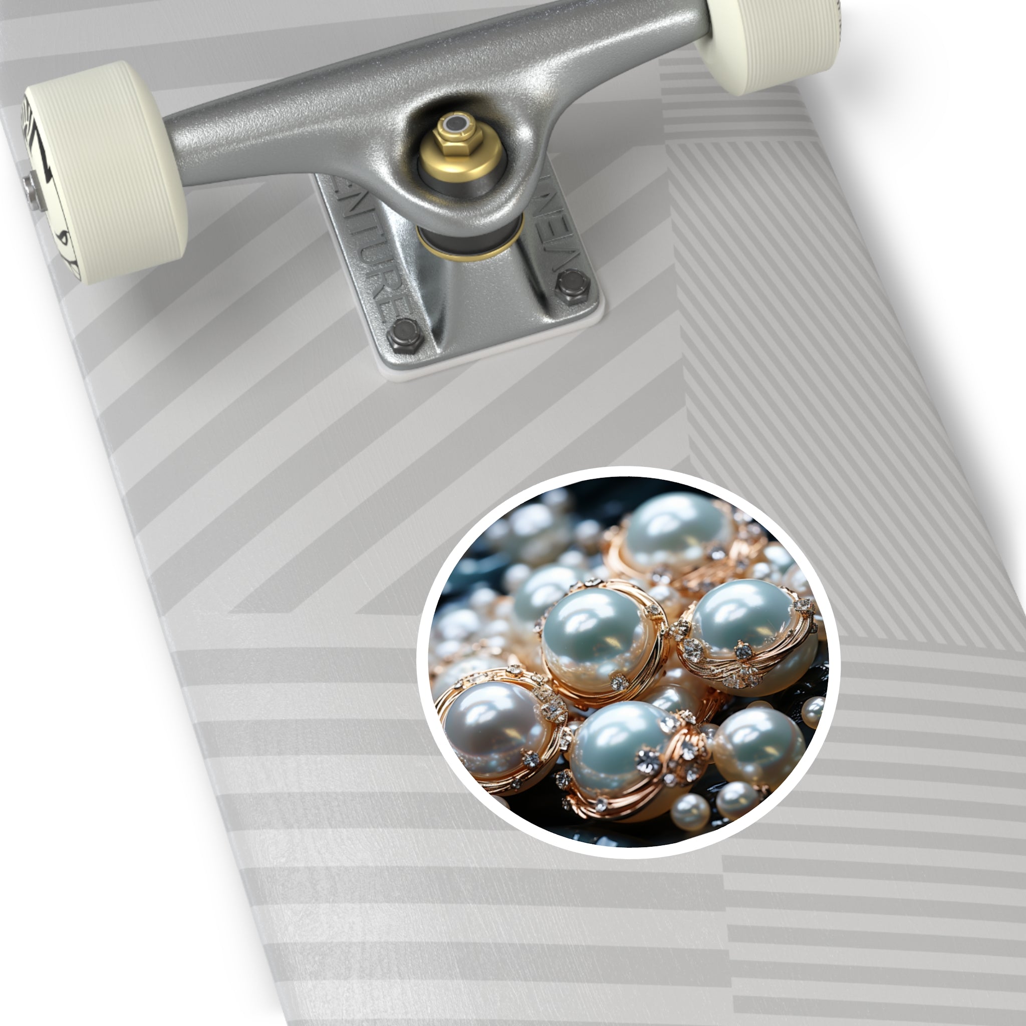 Pearl Elegance, White Gemstone Sticker, Classic Art, Luxury Design