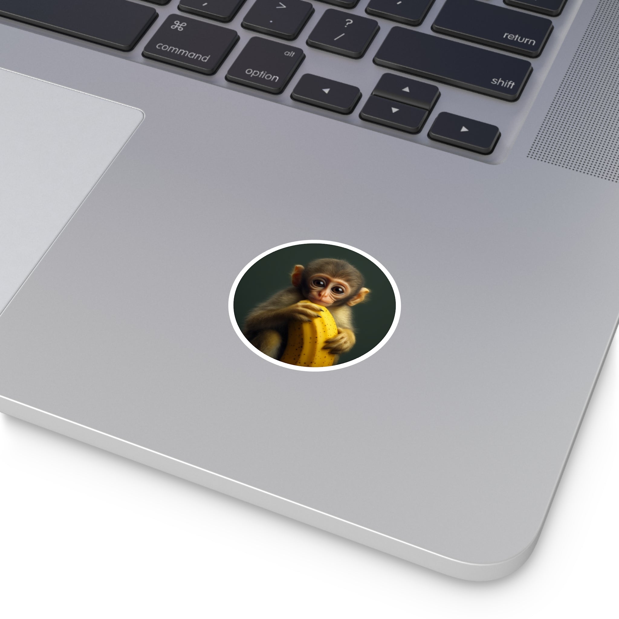 Baby Monkey with Banana, Cute Animal Sticker, Laptop Decal, Funny Gift