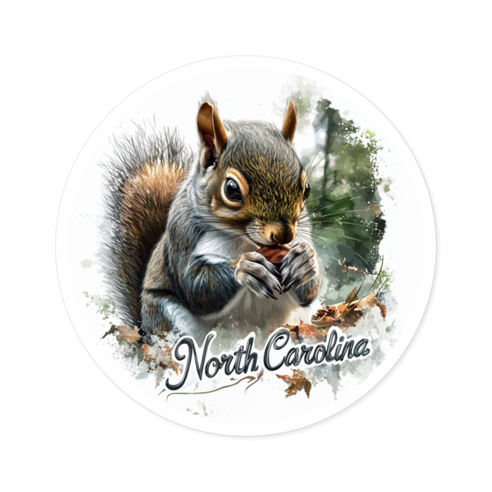 North Carolina Squirrel, Nature Forest Sticker, Laptop or Water Bottle, State Wildlife Design