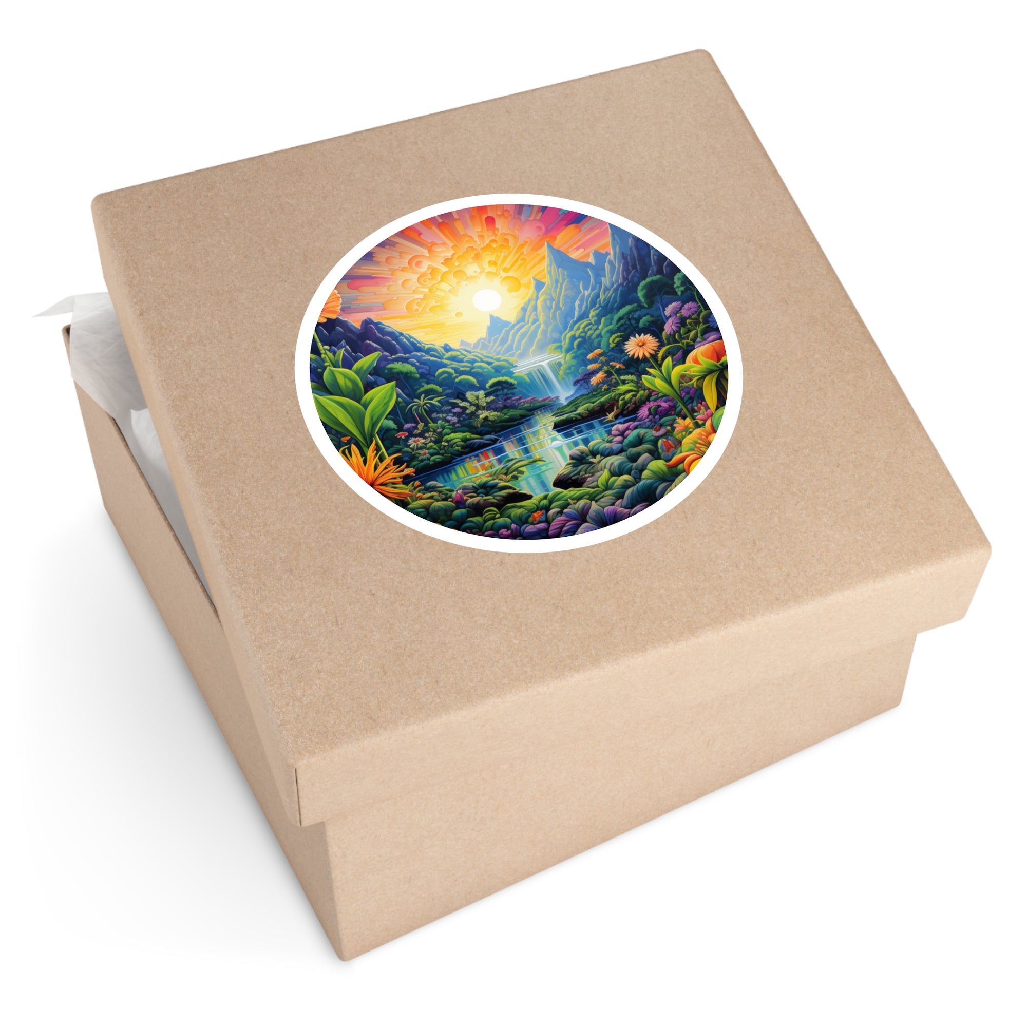 Cannabis Grove in Mountain Valley, Nature Sticker, Scenic Art, Outdoor Design