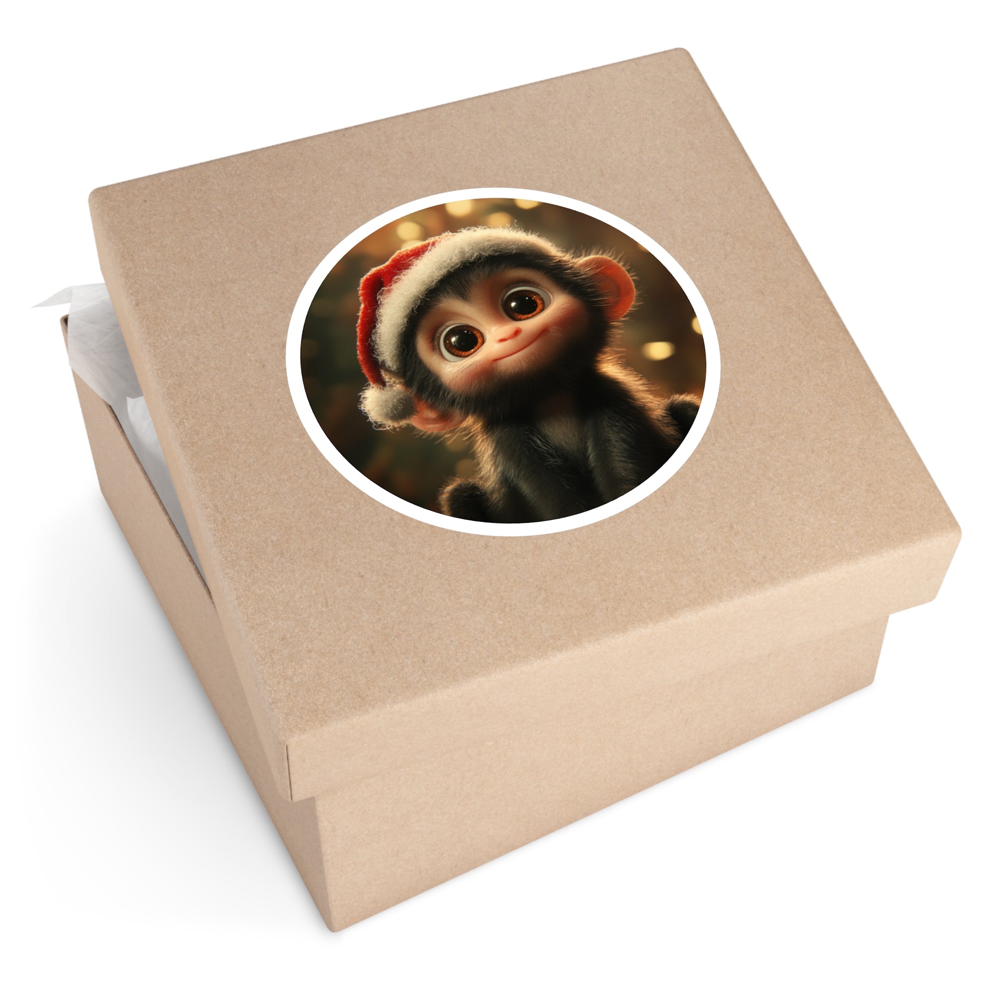 Baby Monkey Christmas Sticker, Festive Animal Design, Cute Holiday Art, Joyful Gift