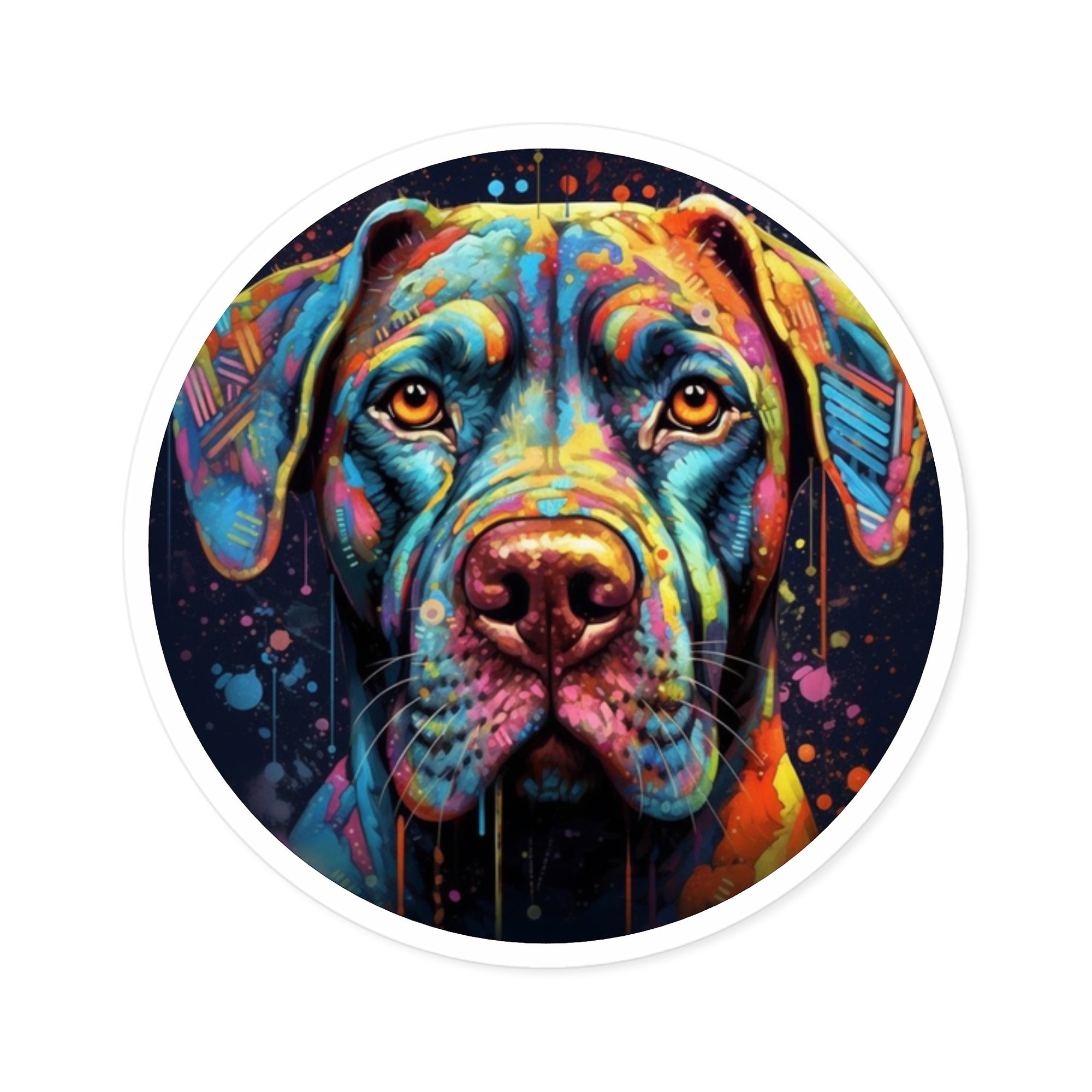 Colorful Dog Sticker, Vibrant Pet Art, Psychedelic Design, Artistic Gift