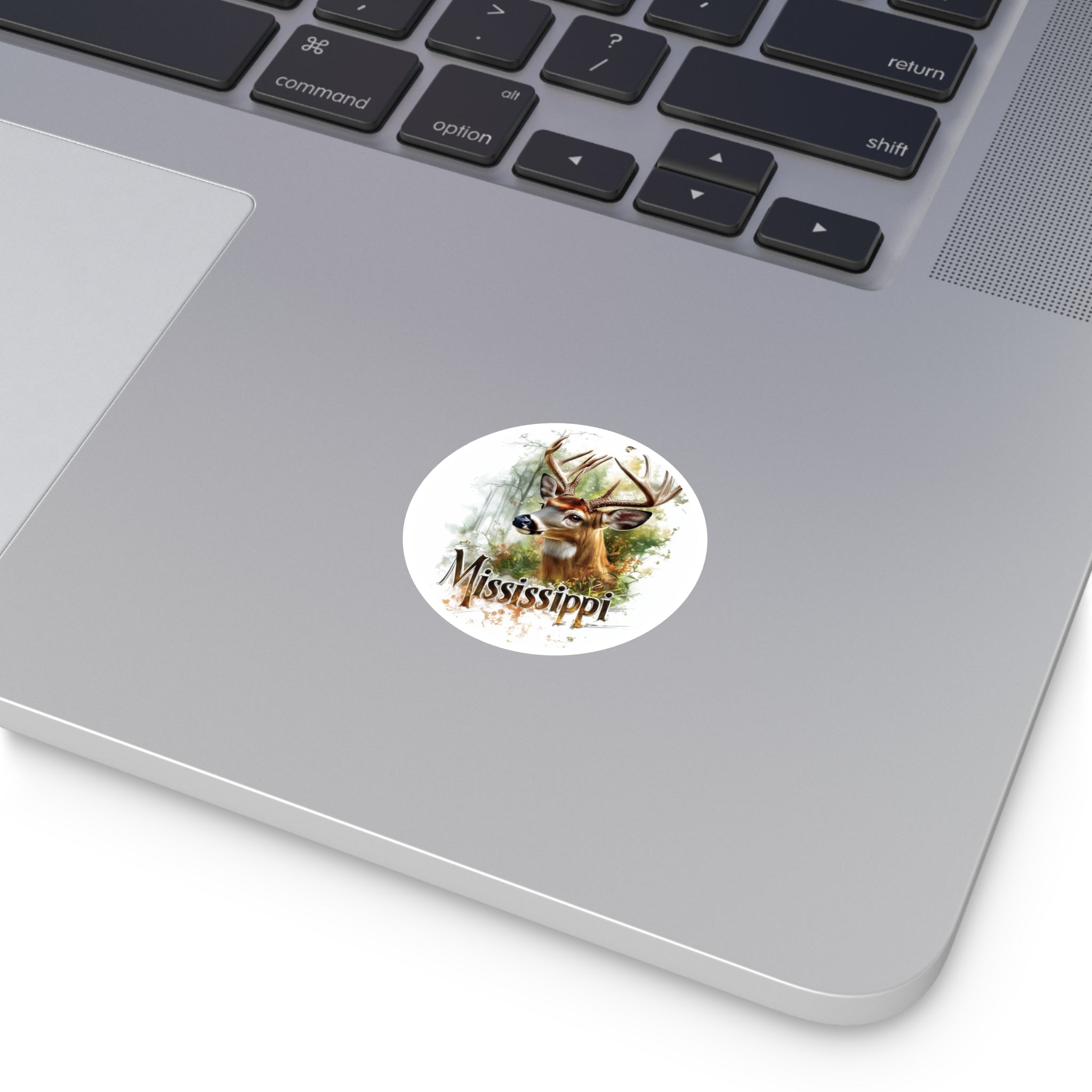 Mississippi Buck Sticker, Forest Nature Art, Rustic Wildlife Design, Southern Scene