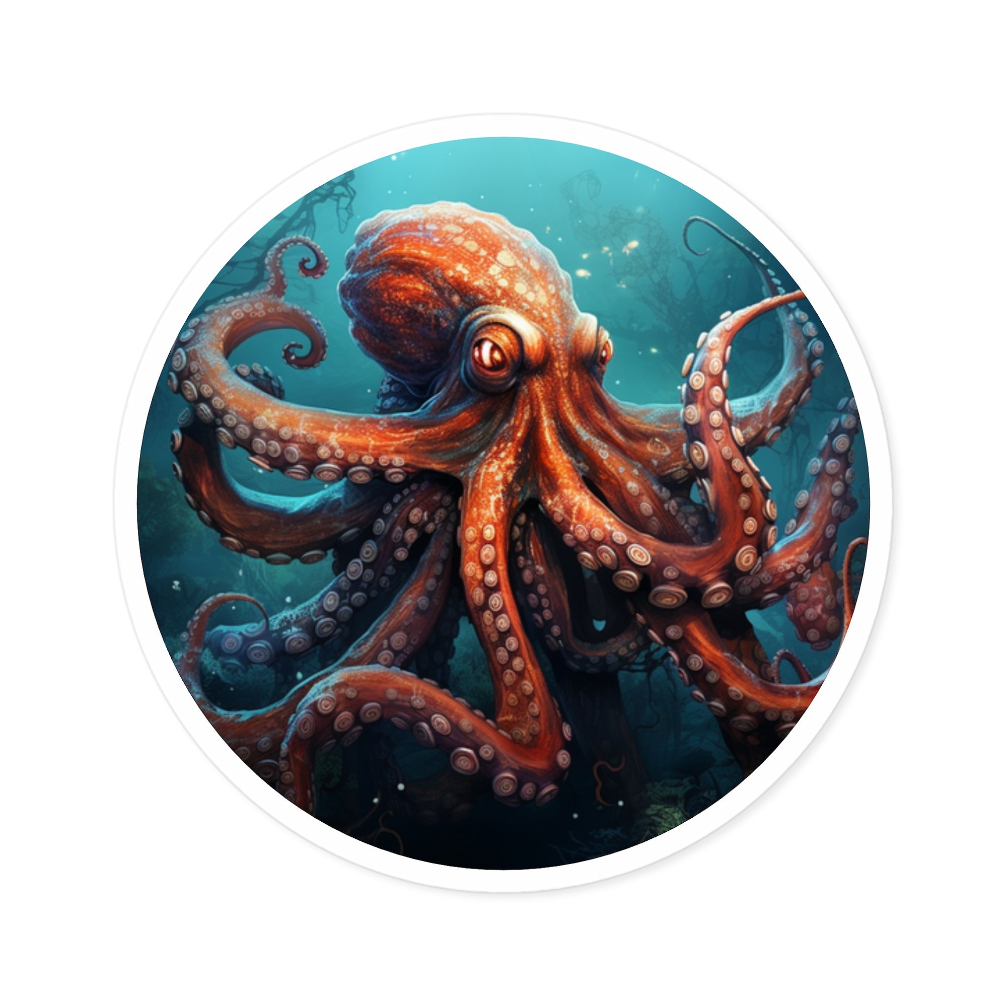 Deep Sea Octopus, Ocean Creature Sticker, Realistic Marine Design, Sea Art