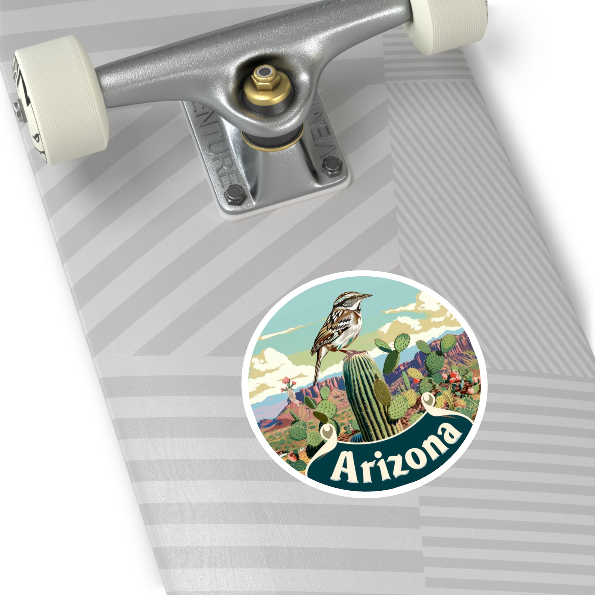 Arizona Desert Bird Sticker, Cactus Landscape Art, Scenic Southwest Design, Nature Gift