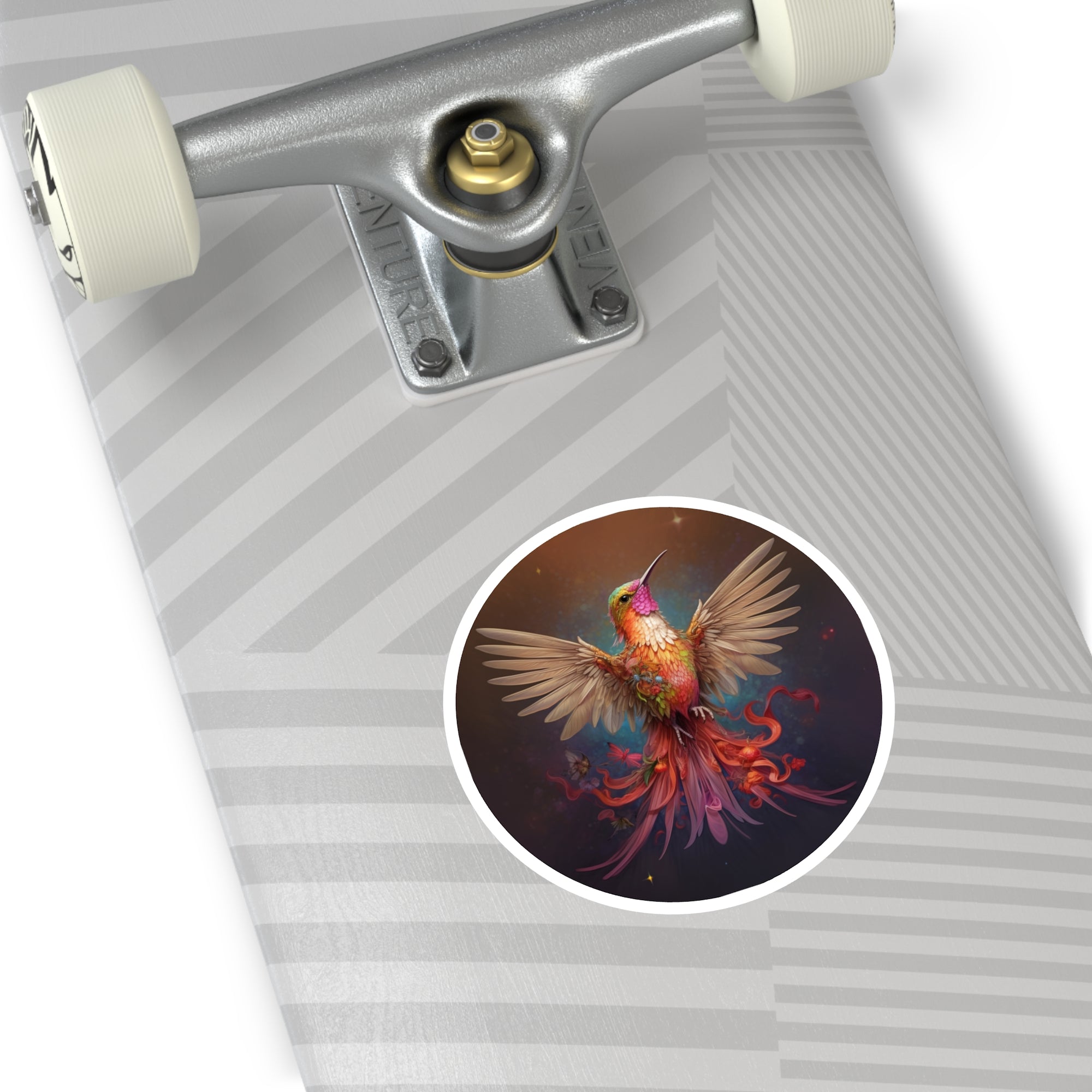 Queen of Hummingbirds Sticker, Fantasy Art, Vibrant Bird Design, Colorful Decorative Piece