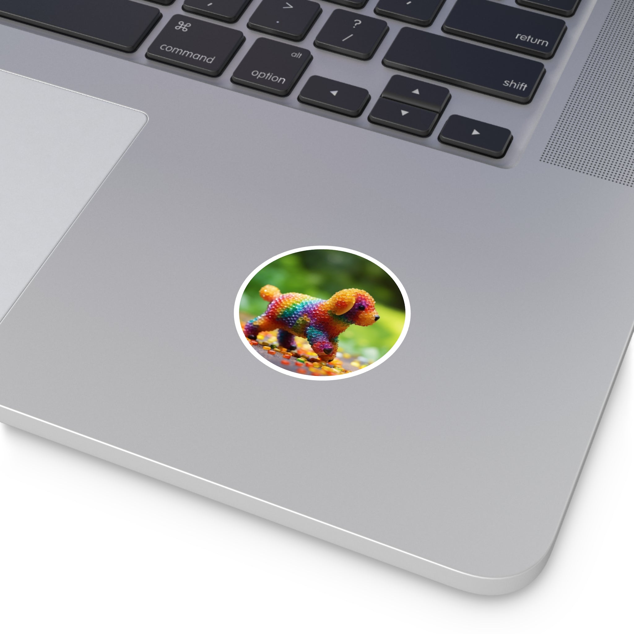 Rainbow Bead Dog Sticker, Colorful Pet Design, Fun Art, Playful Vibes
