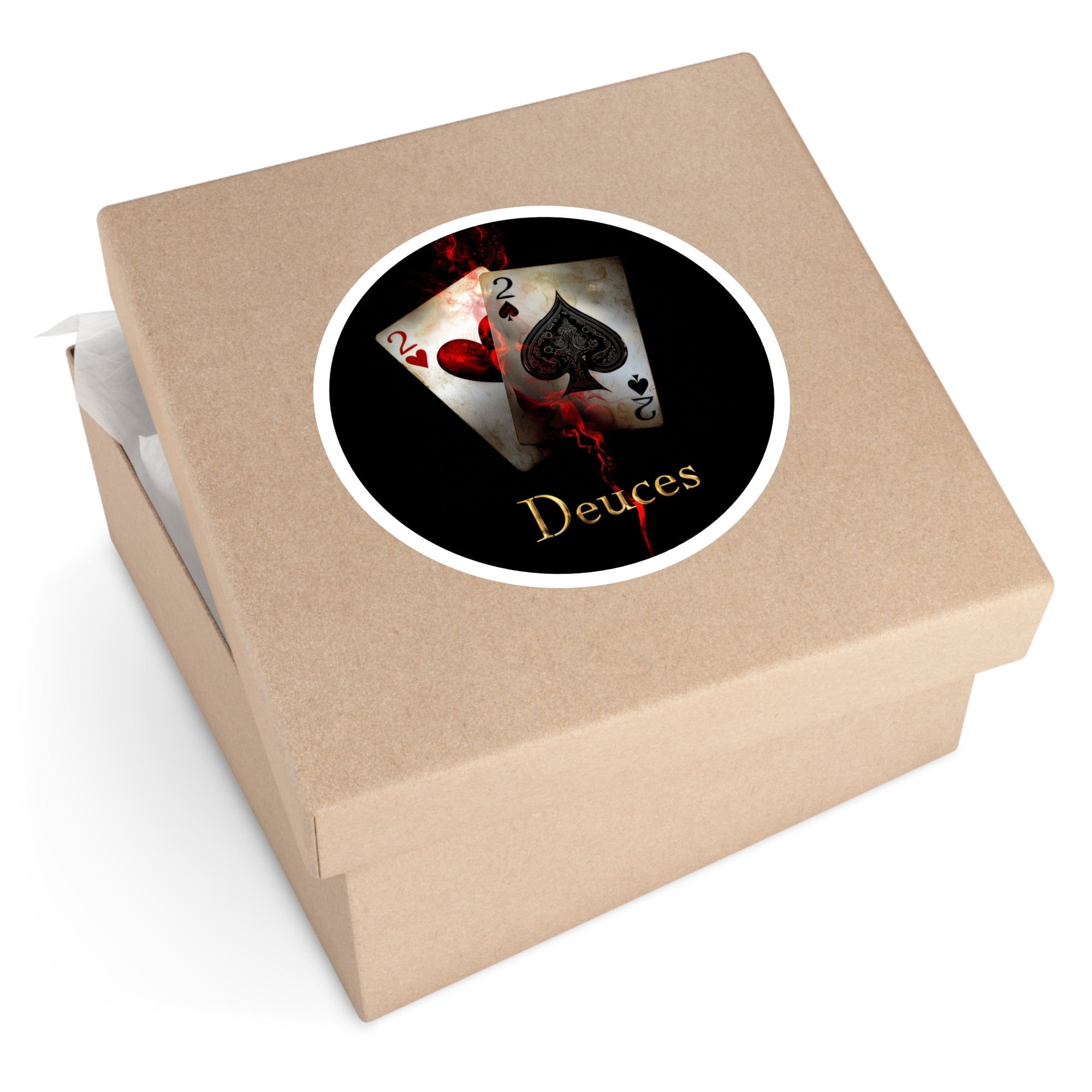 deuces card pair sticker, dramatic card style, laptop decor, game night gift