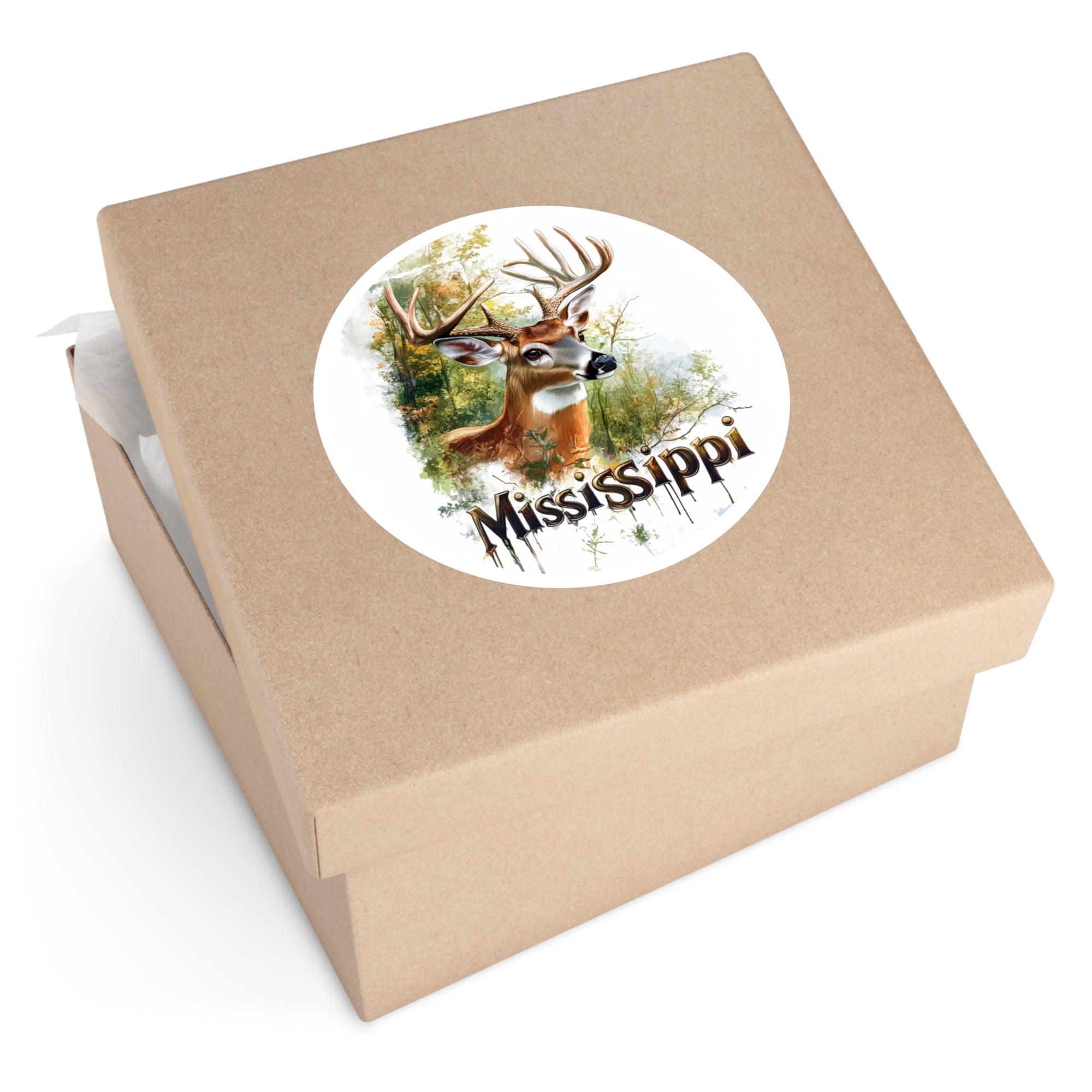 Mississippi Deer Sticker, State Wildlife Art, Southern Nature Design, Woodland Scene