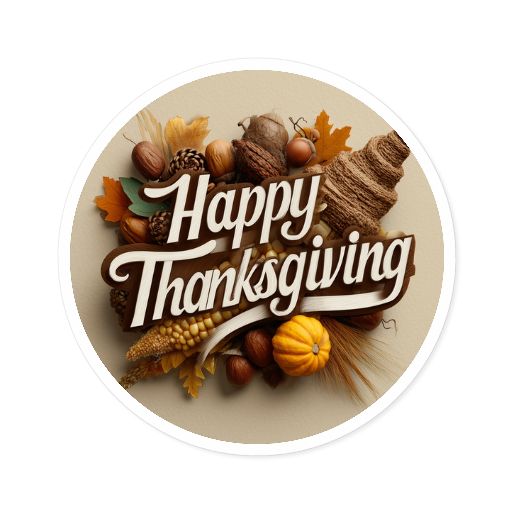 Happy Thanksgiving Sticker, Cornucopia Art, Autumn Harvest Design, Fall Gift