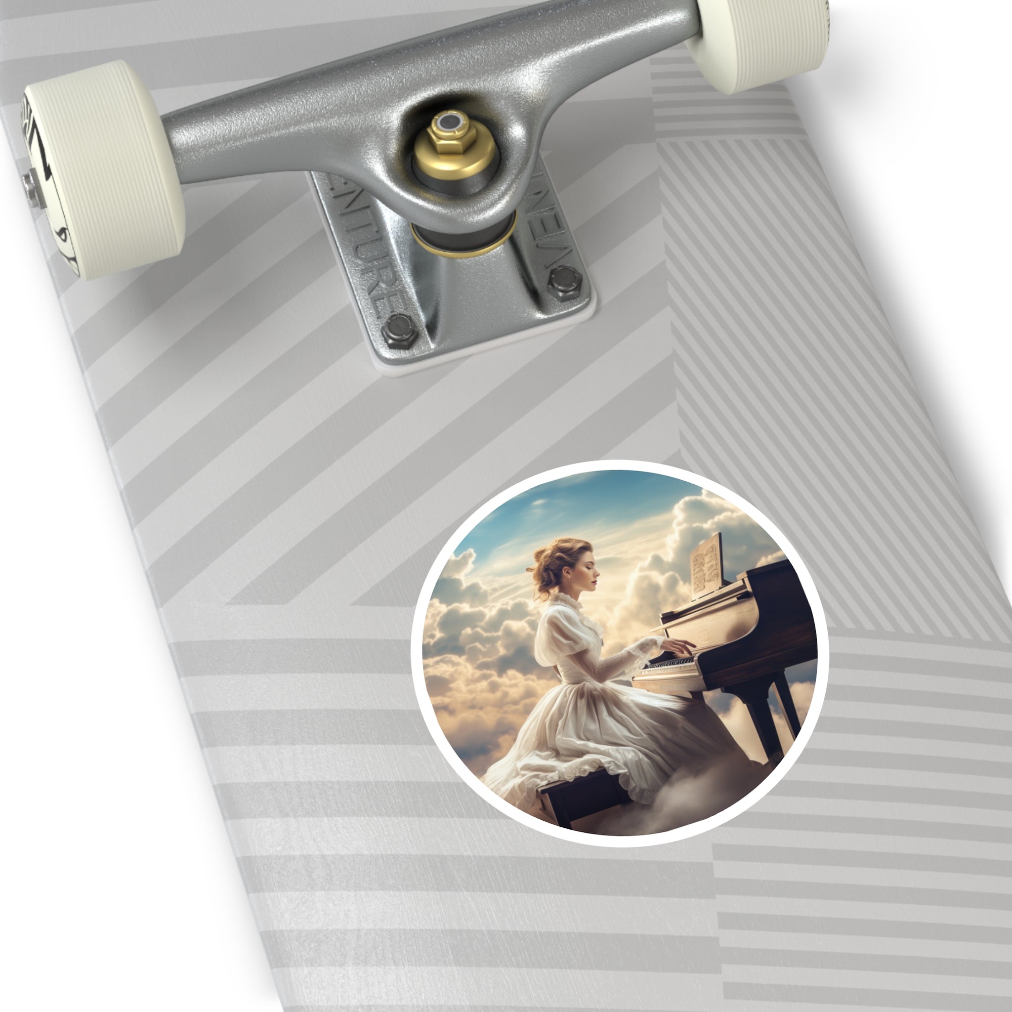 Piano in the Clouds, Dreamy Music Sticker, Elegant Art, Serene Scene