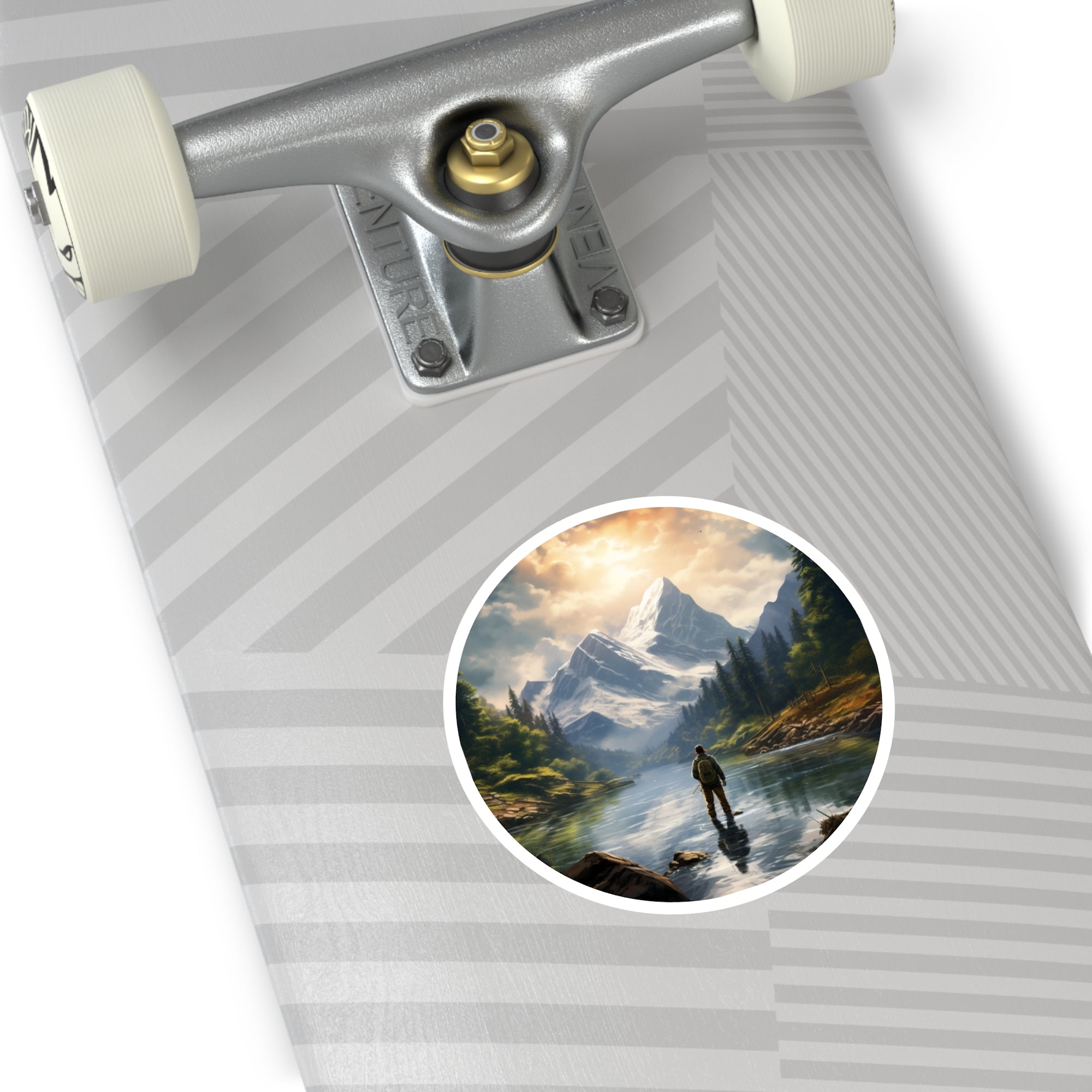 Mountain Stream Fishing, Peaceful Nature Sticker, Laptop Decal, Outdoor Adventure Gift