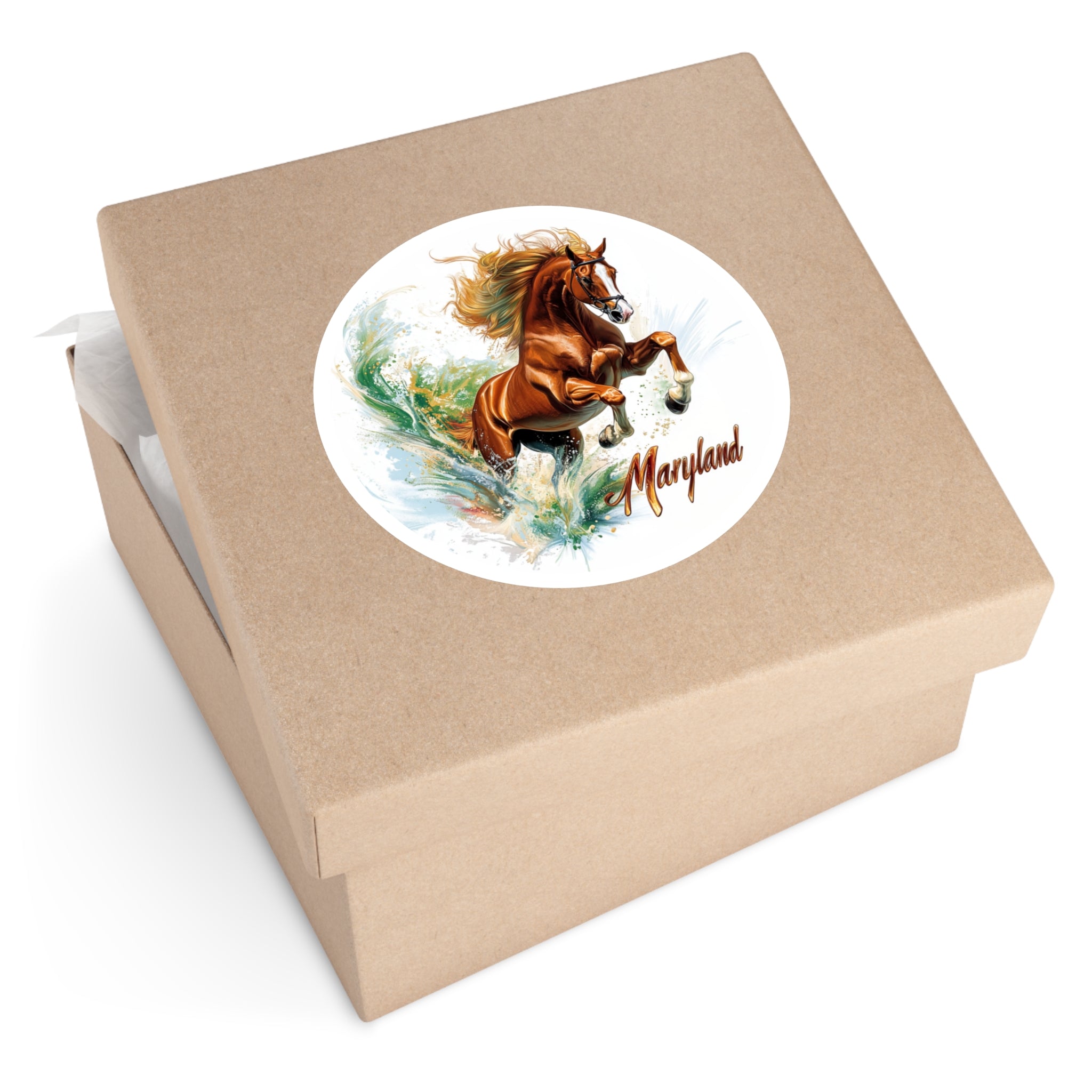 Maryland Thoroughbred Sticker, Horse Art Design, State Pride, Dynamic Motion