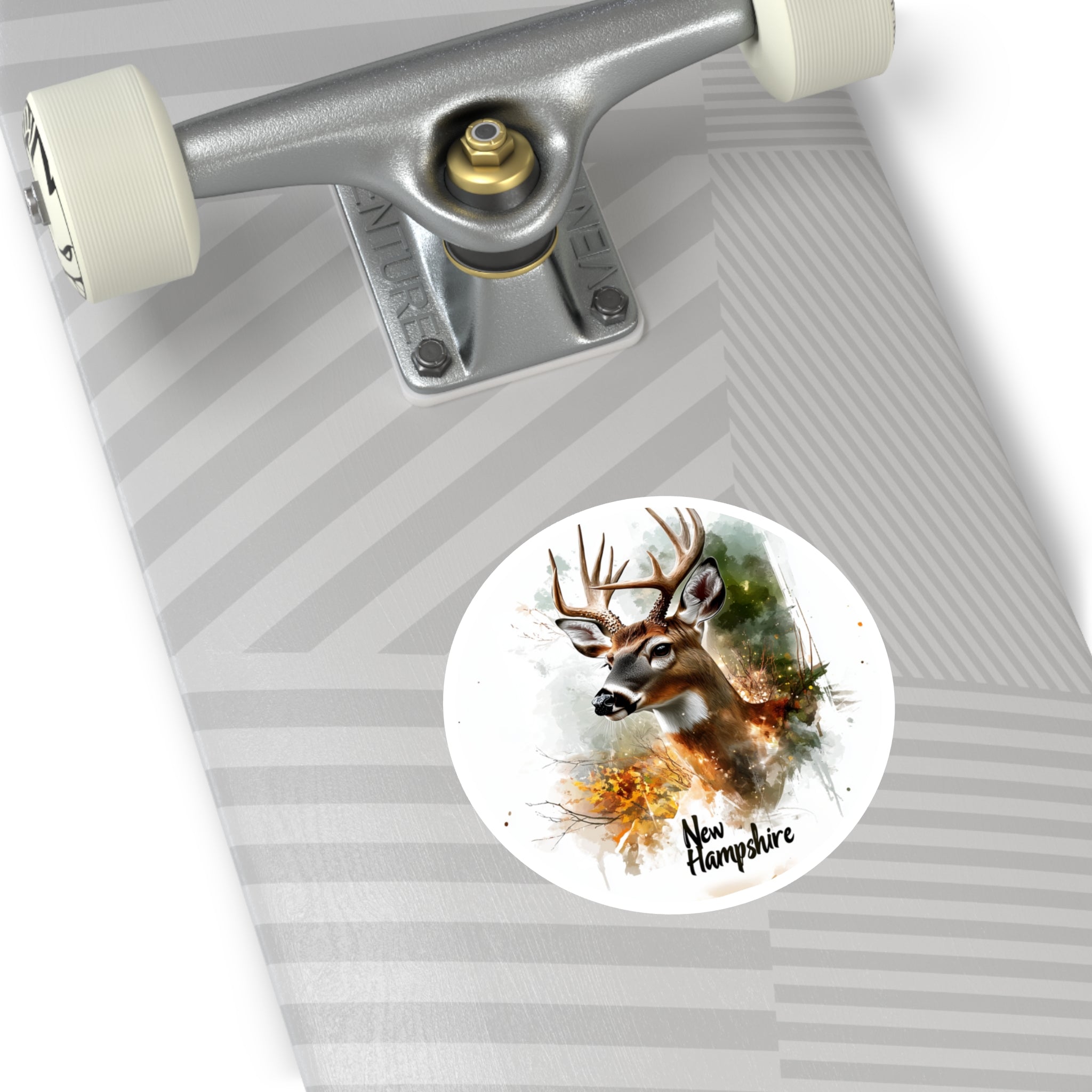 New Hampshire Buck Sticker, Forest Wildlife Art, Rustic Nature Design, State Outdoors