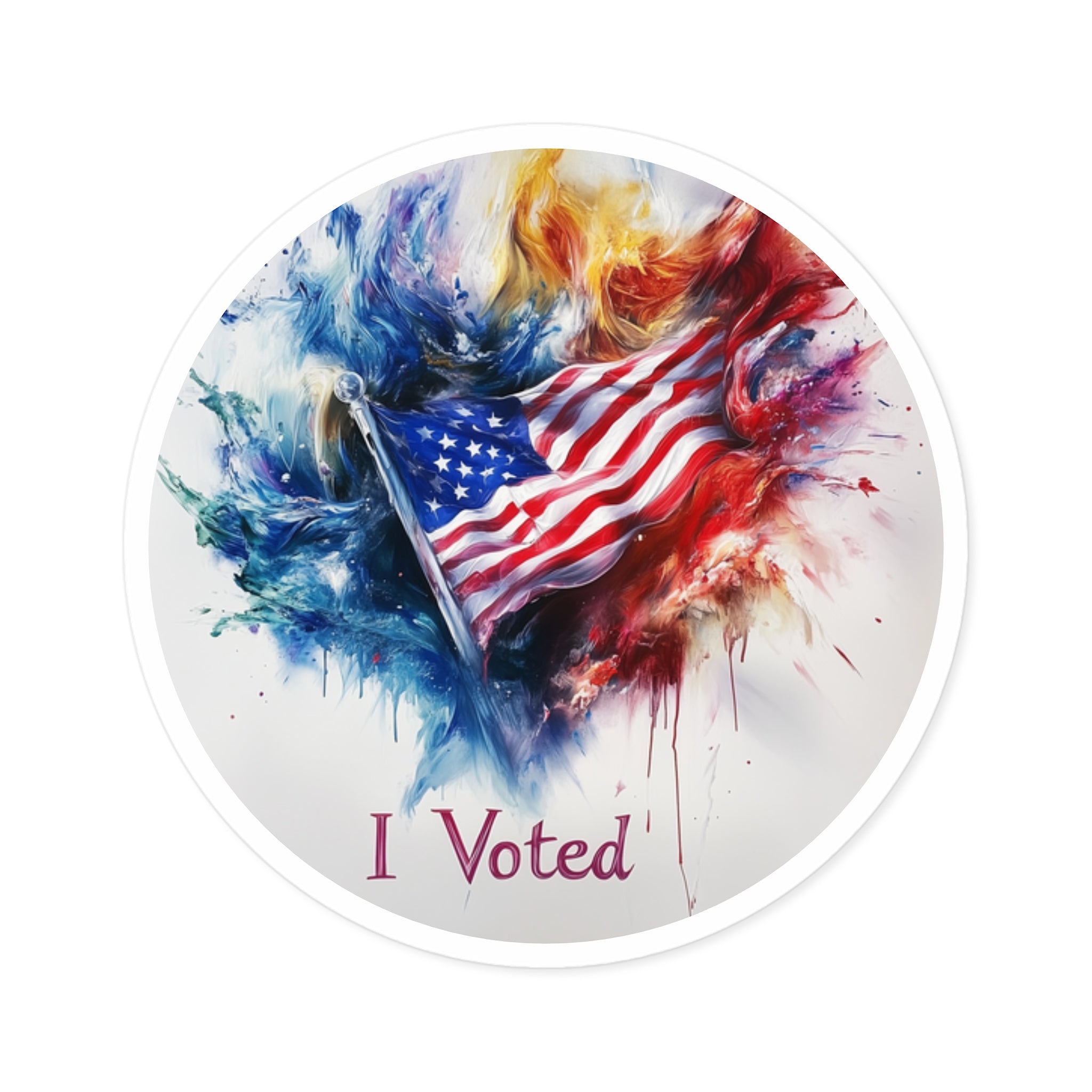 I Voted Sticker, Patriotic Flag Art, Red White and Blue Design, Civic Pride Gift