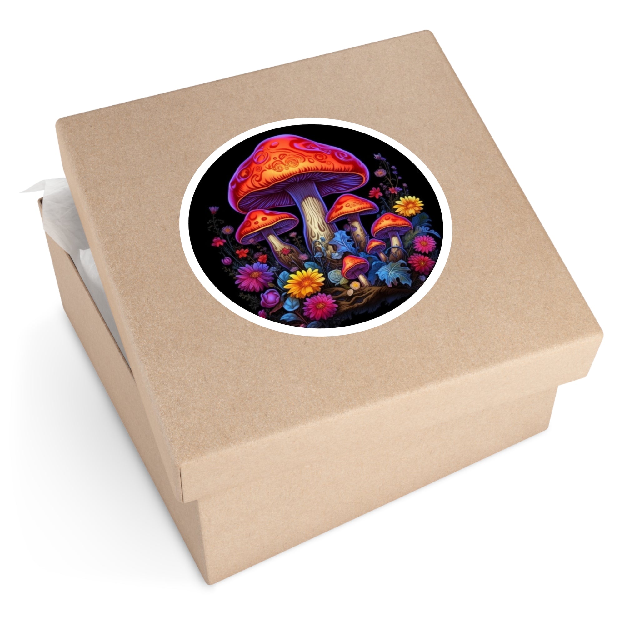 Floral Mushroom Cluster, Vibrant Art Sticker, Laptop Decor, Nature Lovers