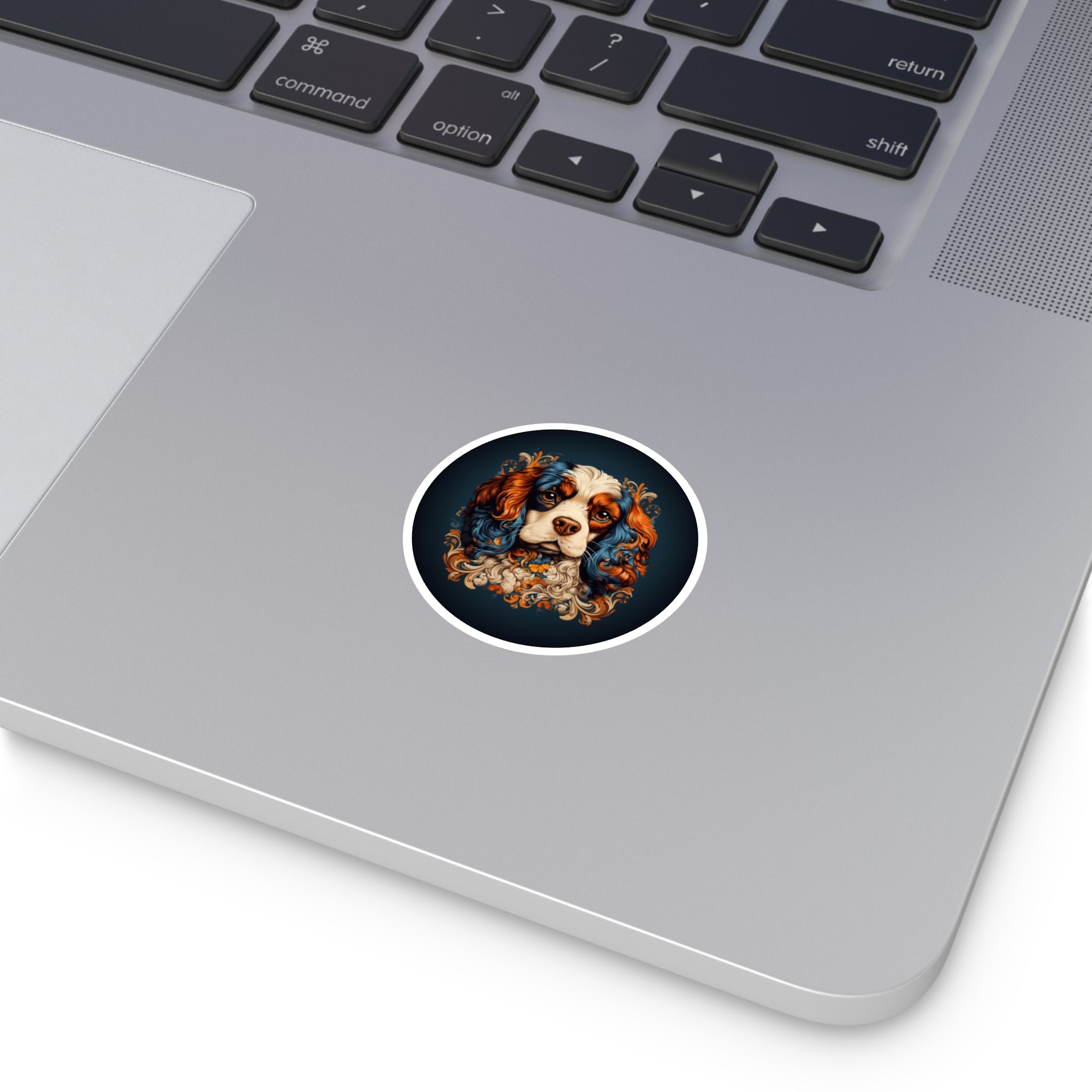 Cavalier King Charles Spaniel, Guilloche Sticker, Laptop Decal, Gift for Dog Lovers