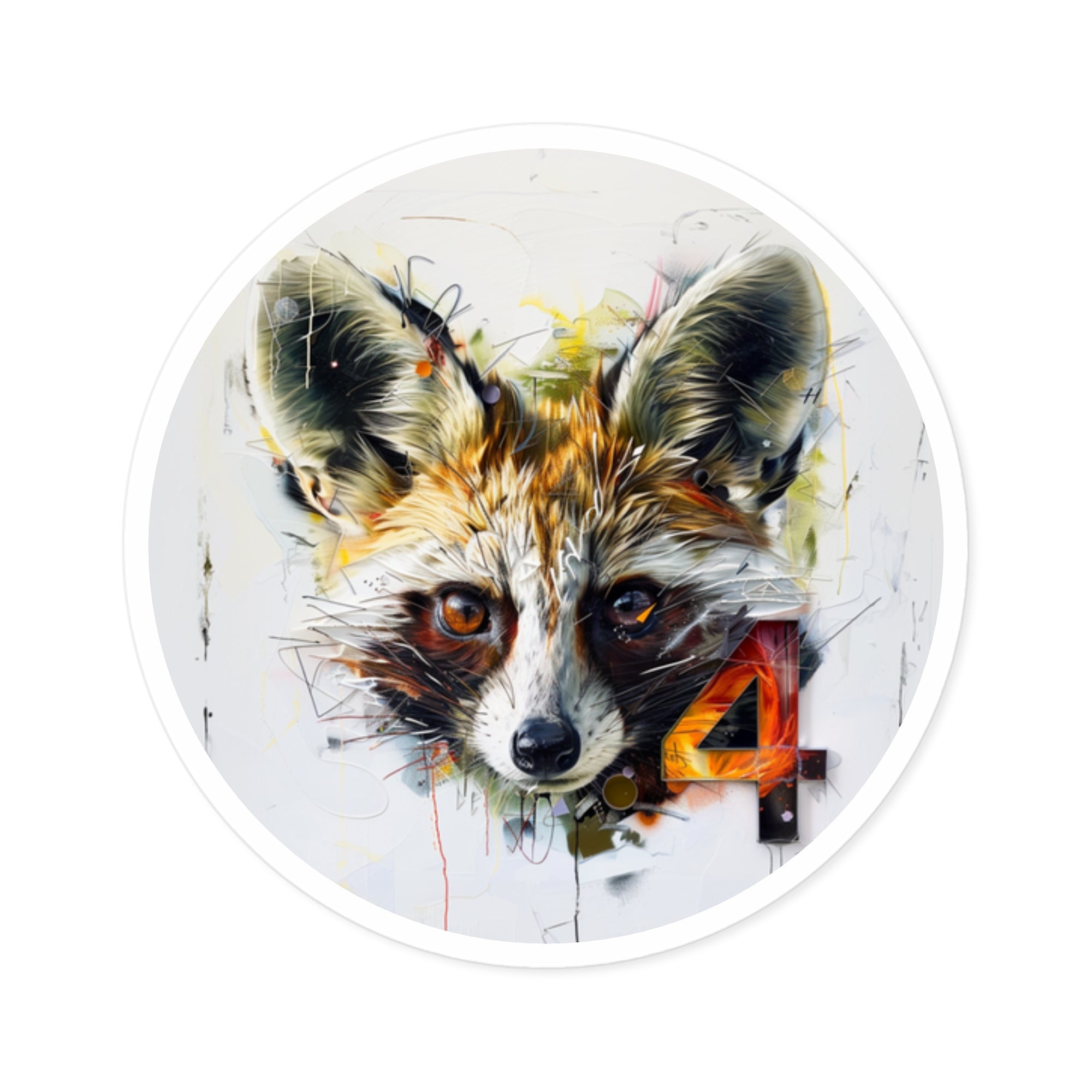 Fox Number Four, Abstract Animal Sticker, Modern Art, Creative Gift