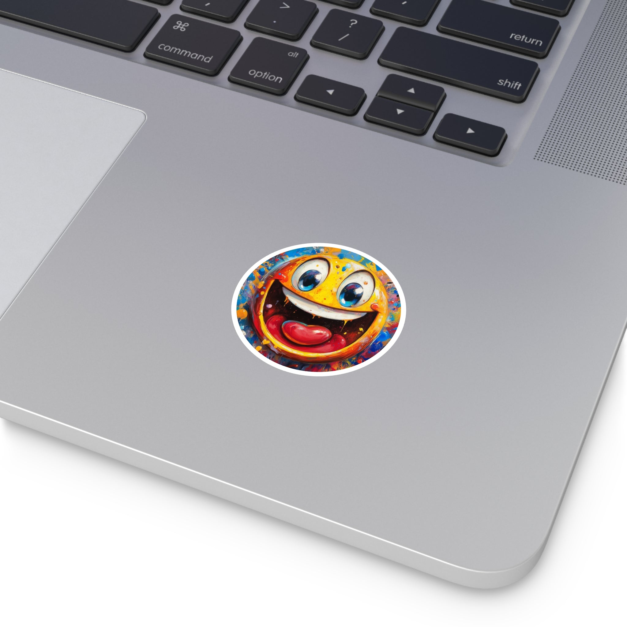 Excited Emoji Sticker, Paint Splash Art, Fun Expression Design, Gift