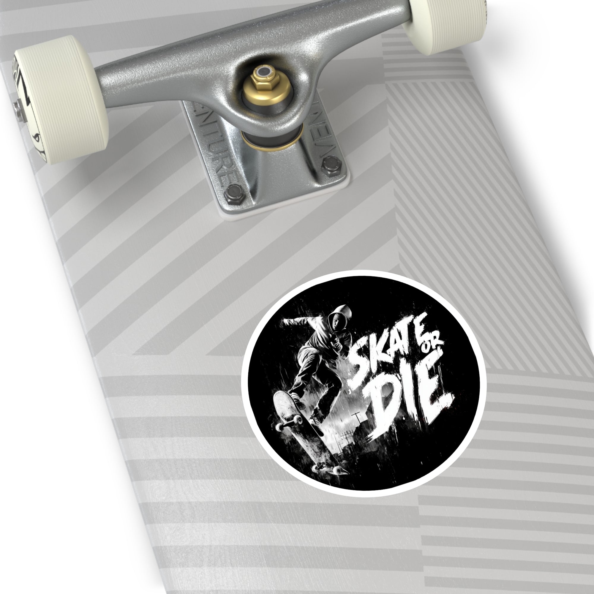 Skate or Die Sticker, Street Art Design, Bold Monochrome Style, Urban Gift