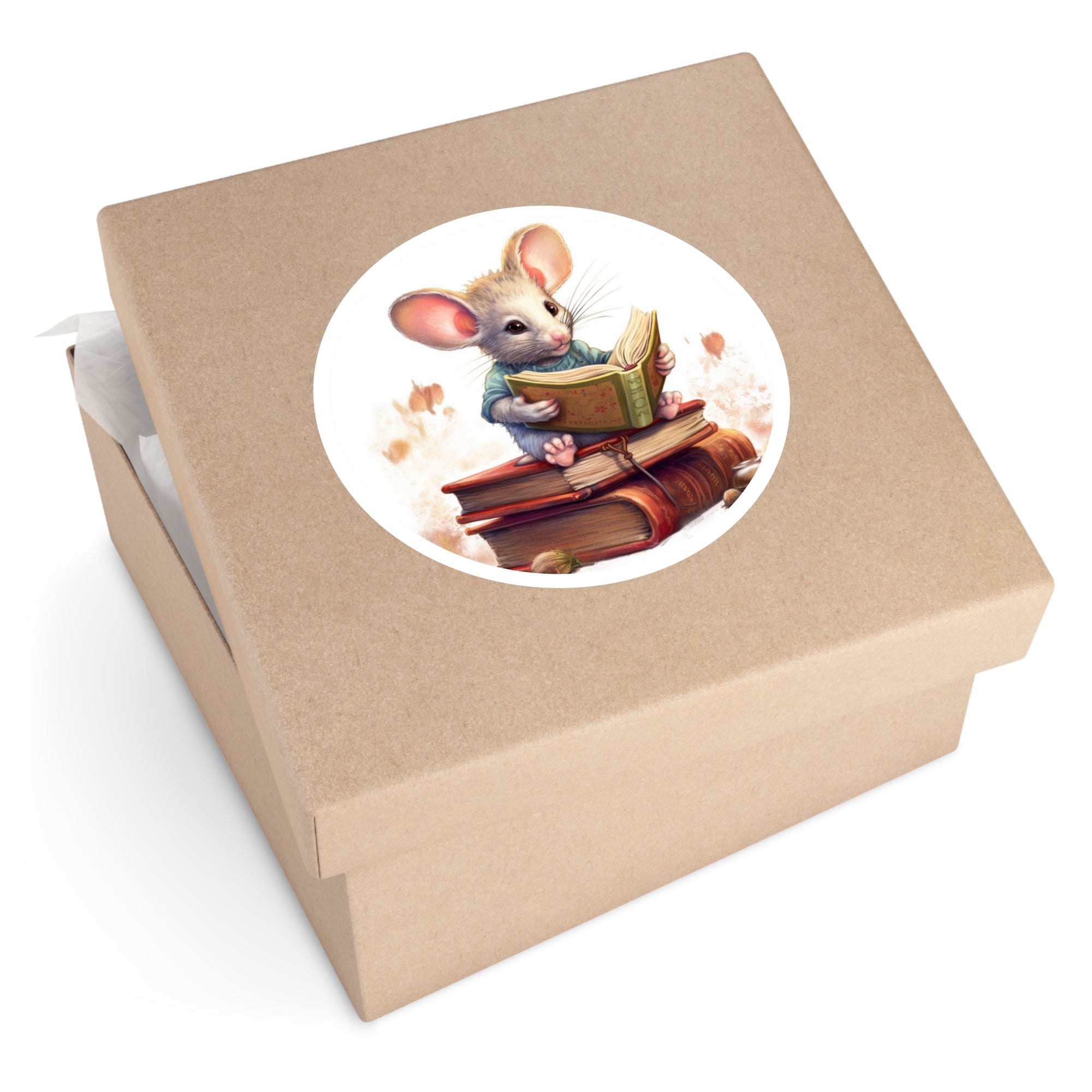 Book Mouse, Cozy Storytime Sticker, Whimsical Reading Art, Cute Design