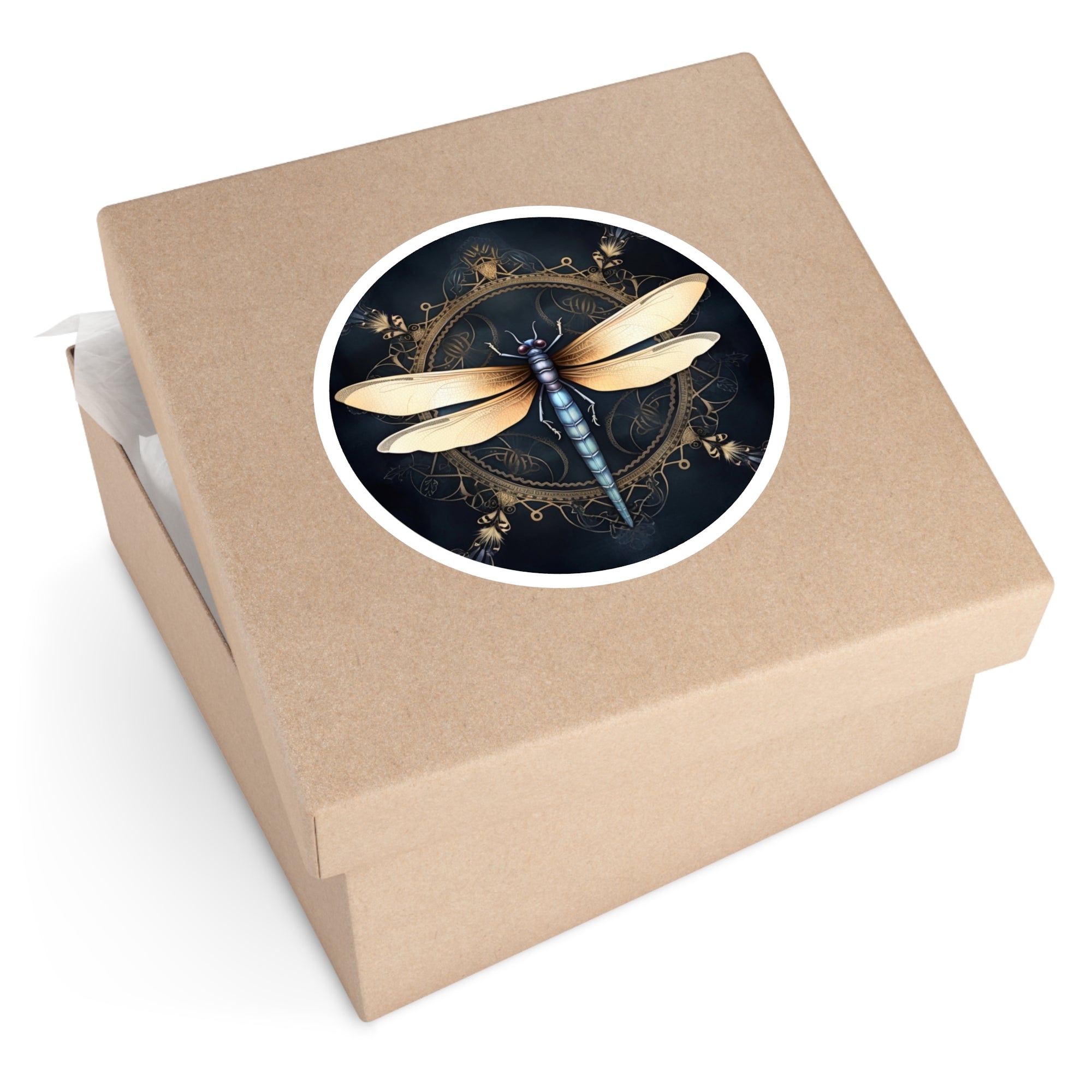 Dragonfly Mandala, Detailed Art Sticker, Notebook Decor, Nature Gift