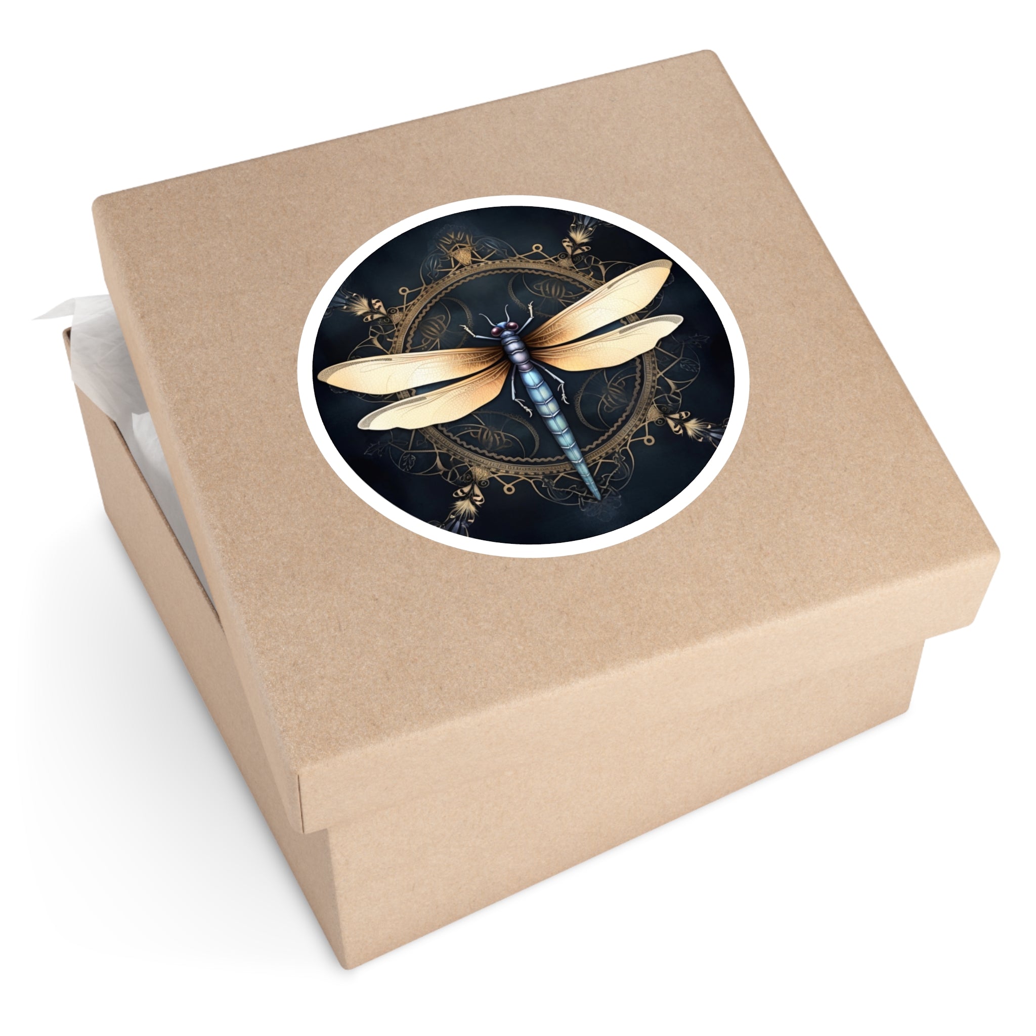 Dragonfly Mandala, Detailed Art Sticker, Notebook Decor, Nature Gift