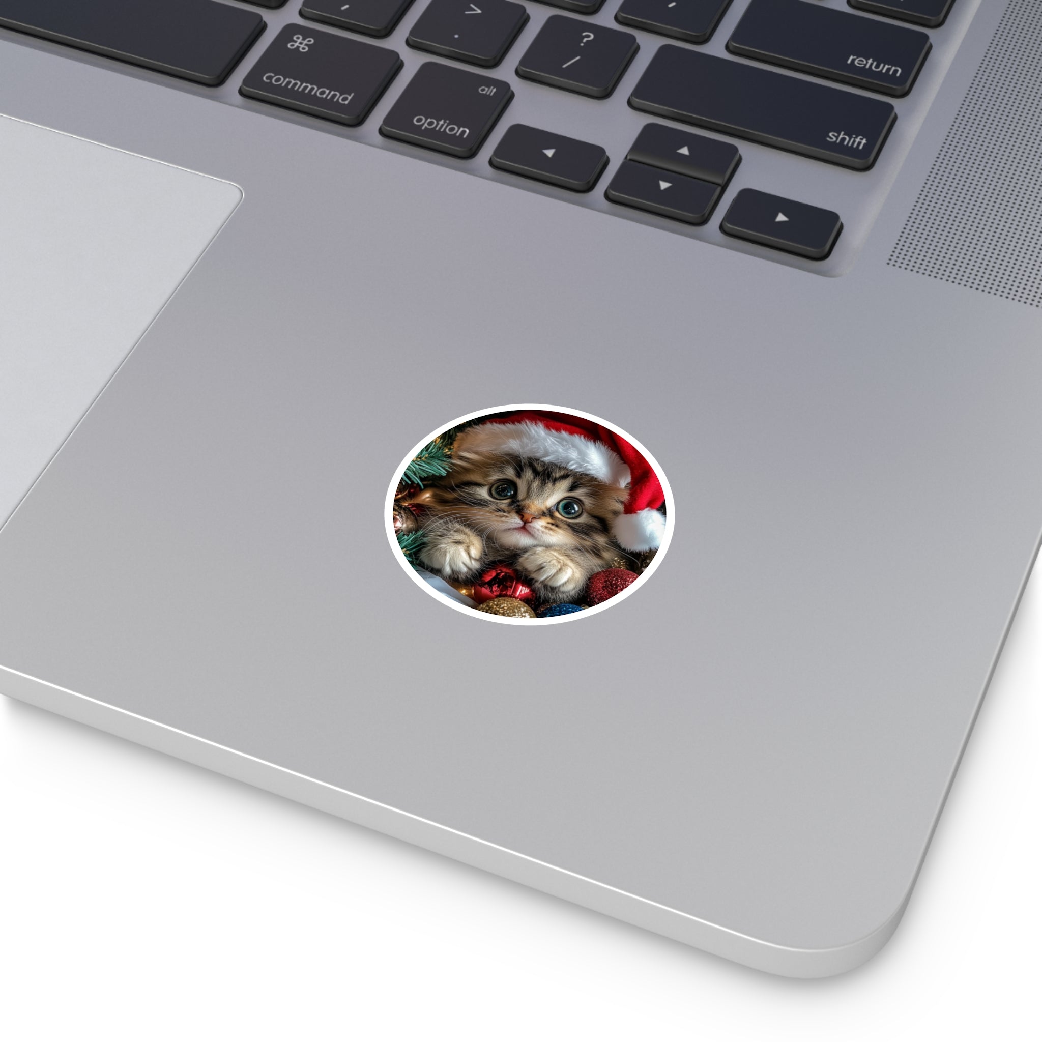 Christmas Kitten Sticker, Cute Cat Design, Holiday Art, Festive Gift