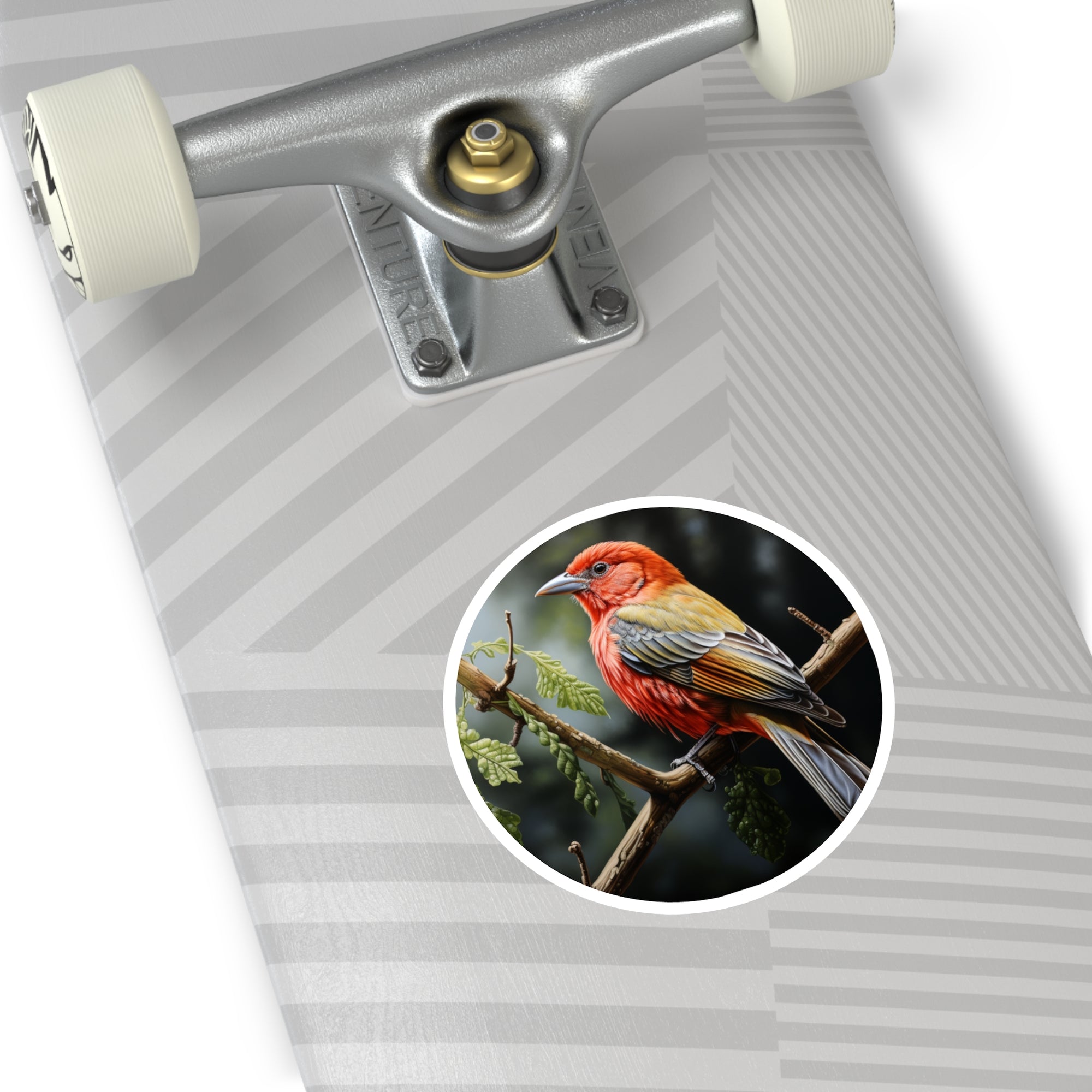 Summer Tanager Sticker, Realistic Bird Art, Colorful Nature Design, Vibrant Gift Idea