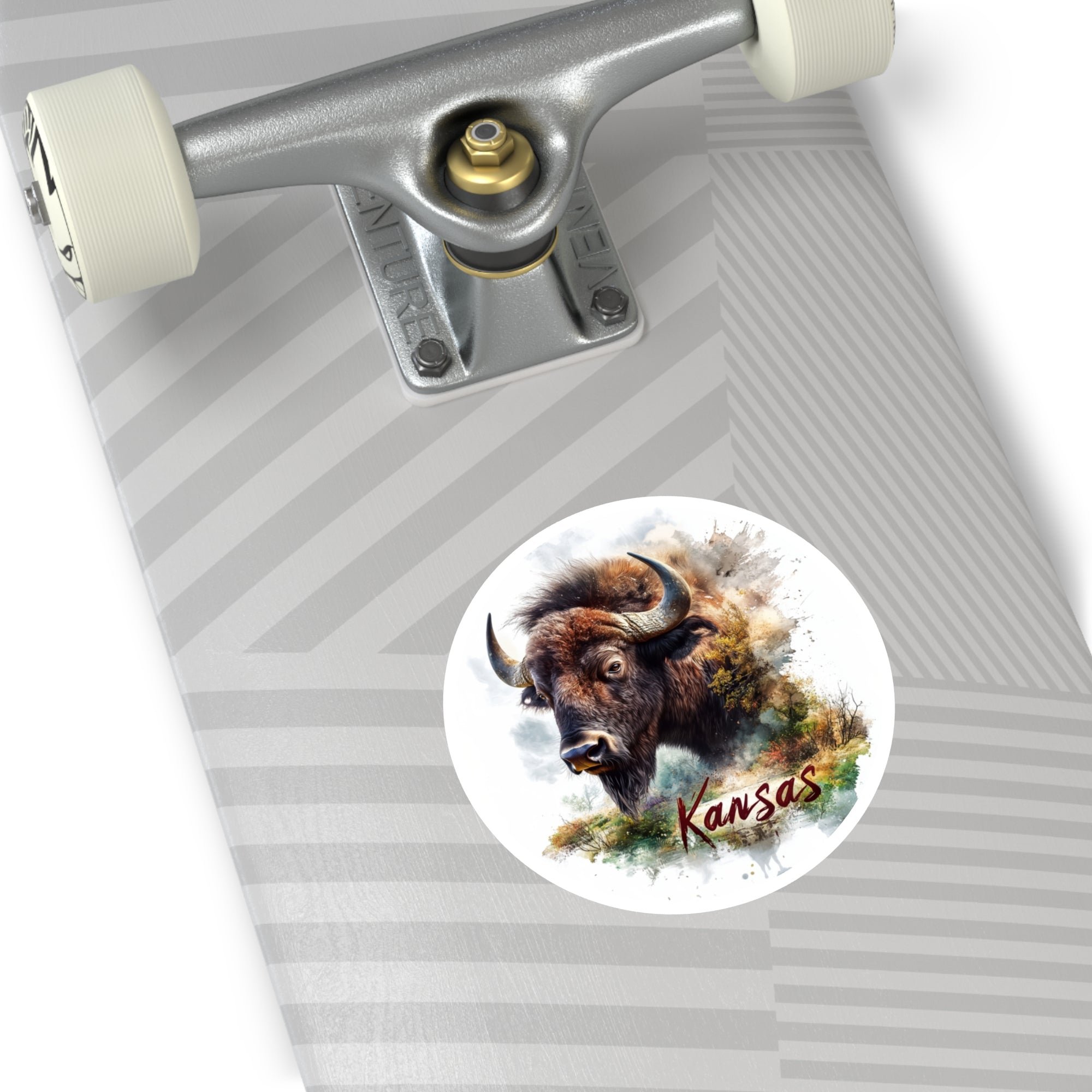 Kansas Bison Close-Up, Bold Wildlife Sticker, Travel, State Pride