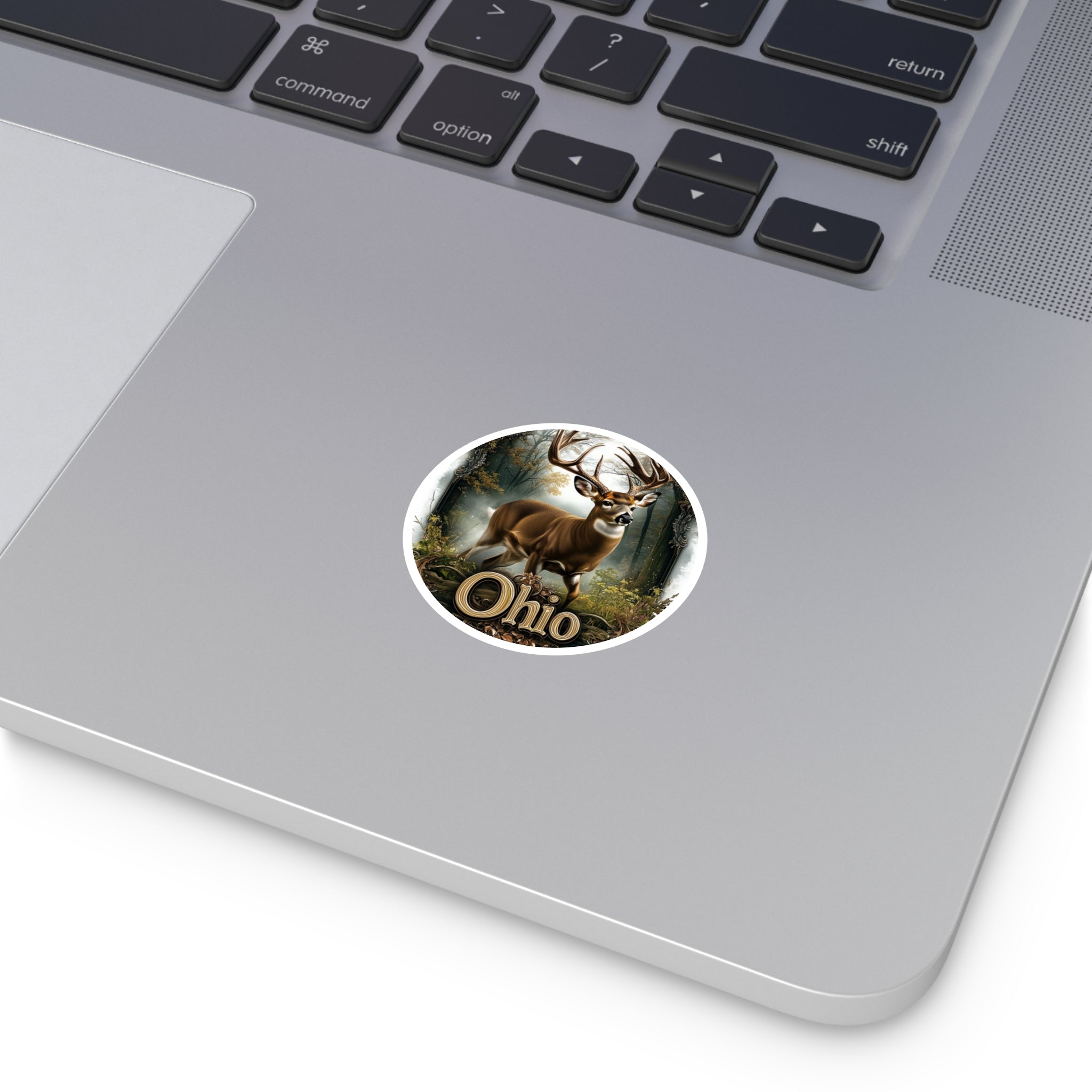 Ohio Buck Sticker, State Animal Design, Rustic Forest Art, Nature Wildlife Scene