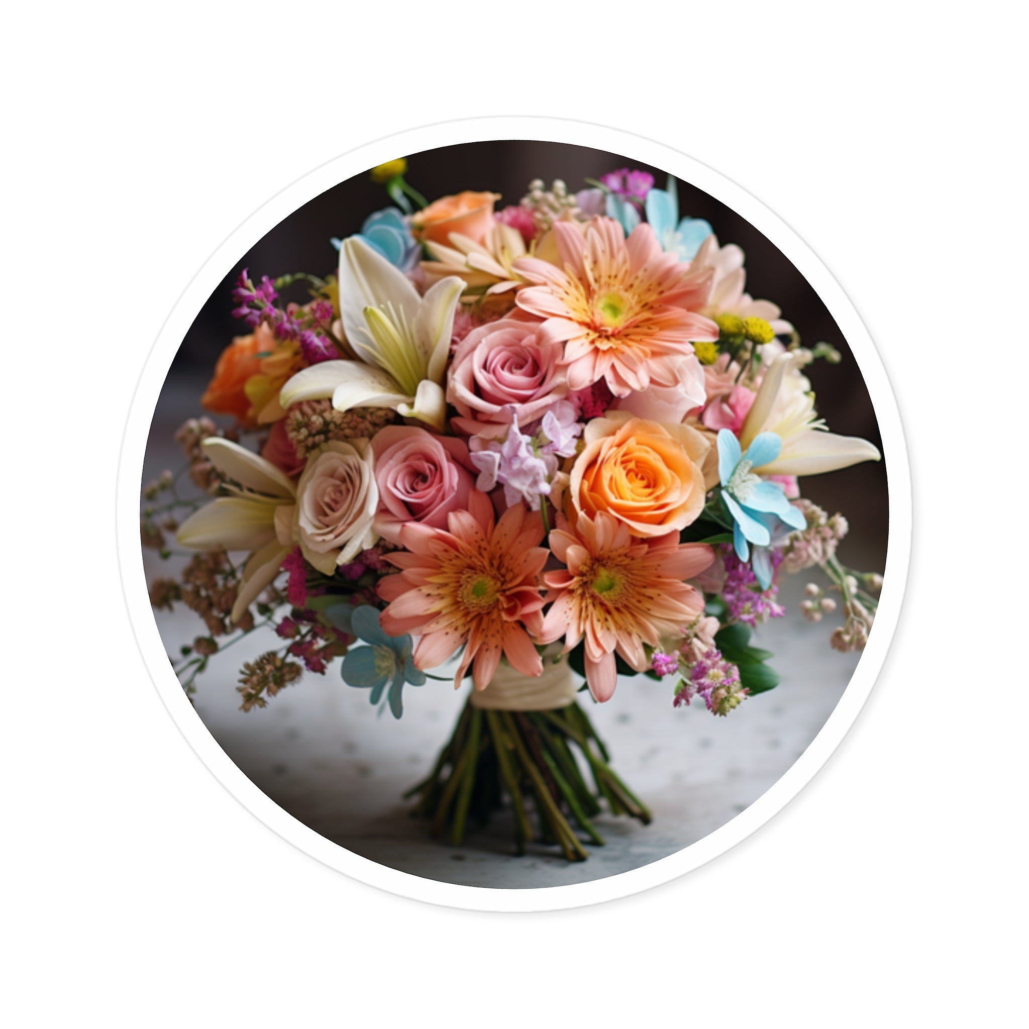 Floral Bouquet, Wedding Sticker, Laptop Decal, Gift for Flower Lovers